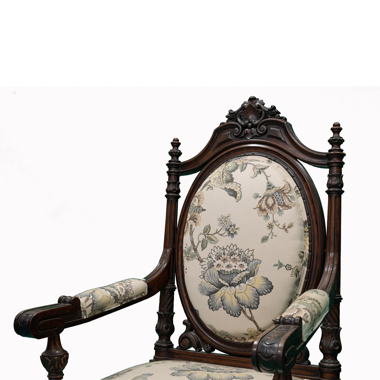 American Colonial 19th Century Flowered Chair