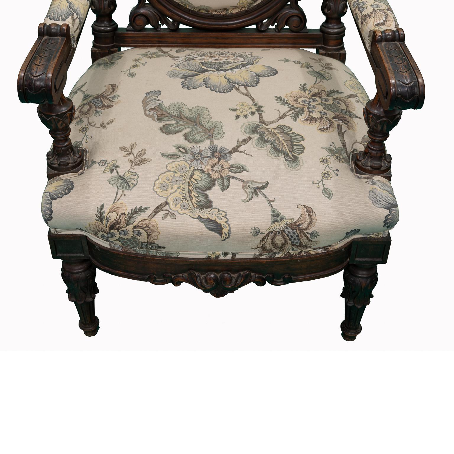 Wood 19th Century Flowered Chair