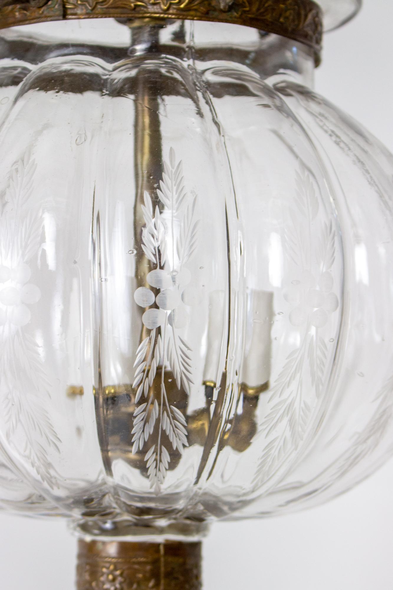 19th Century Flush Onion Shaped Glass Bell Jar Lantern 4