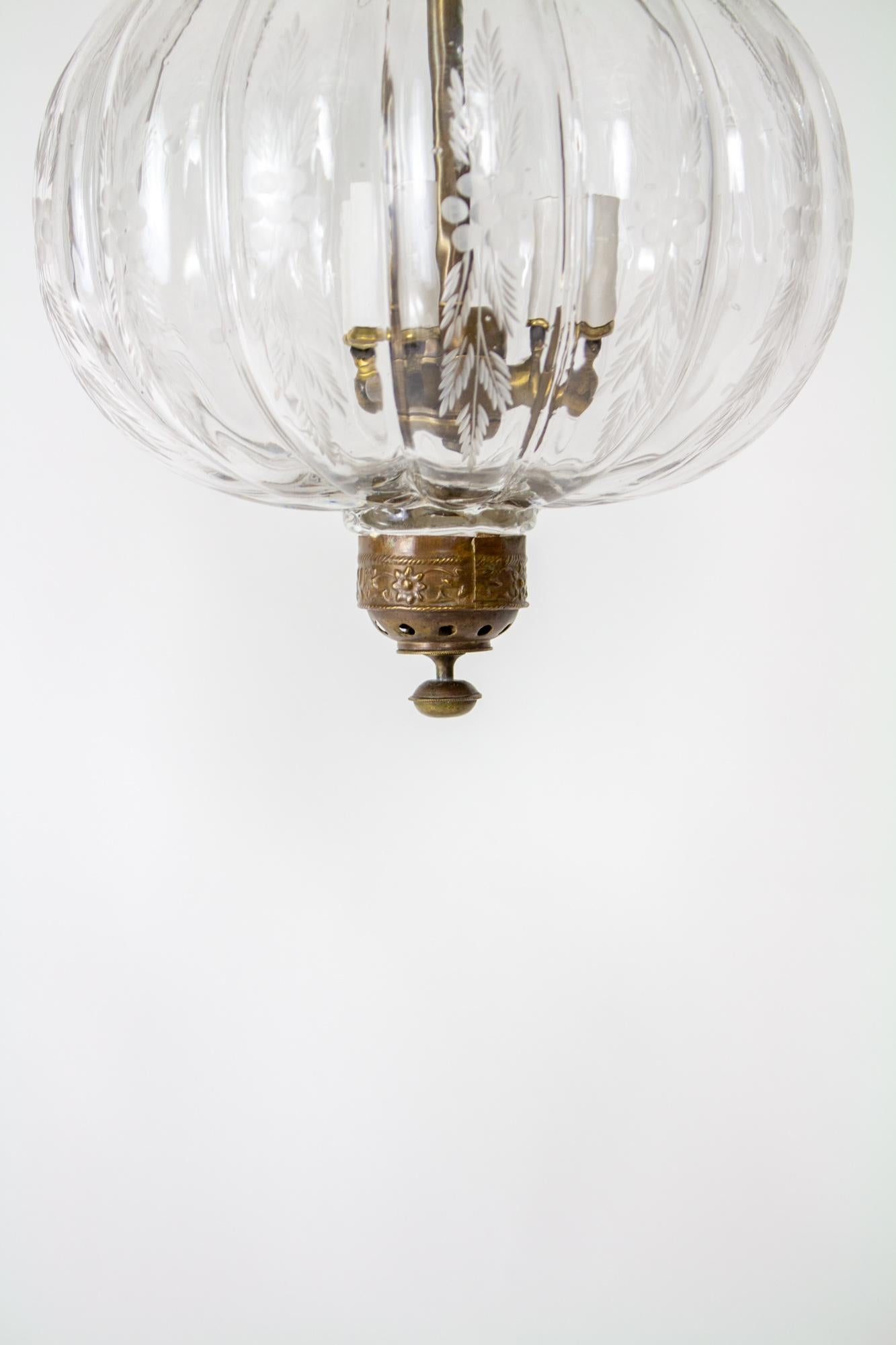19th Century Flush Onion Shaped Glass Bell Jar Lantern 1
