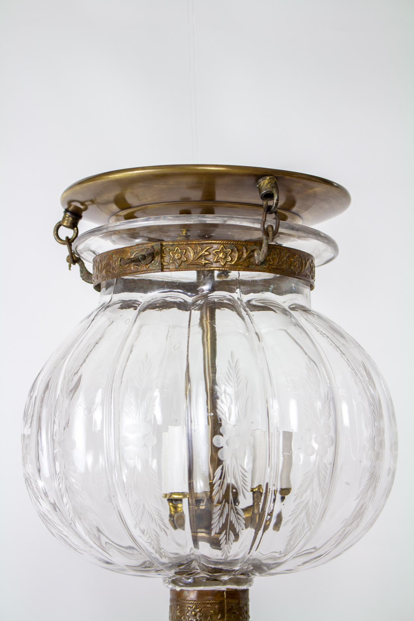 19th Century Flush Onion Shaped Glass Bell Jar Lantern 2