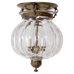 Antique 19th Century Flush Onion Shaped Glass Bell Jar Lantern