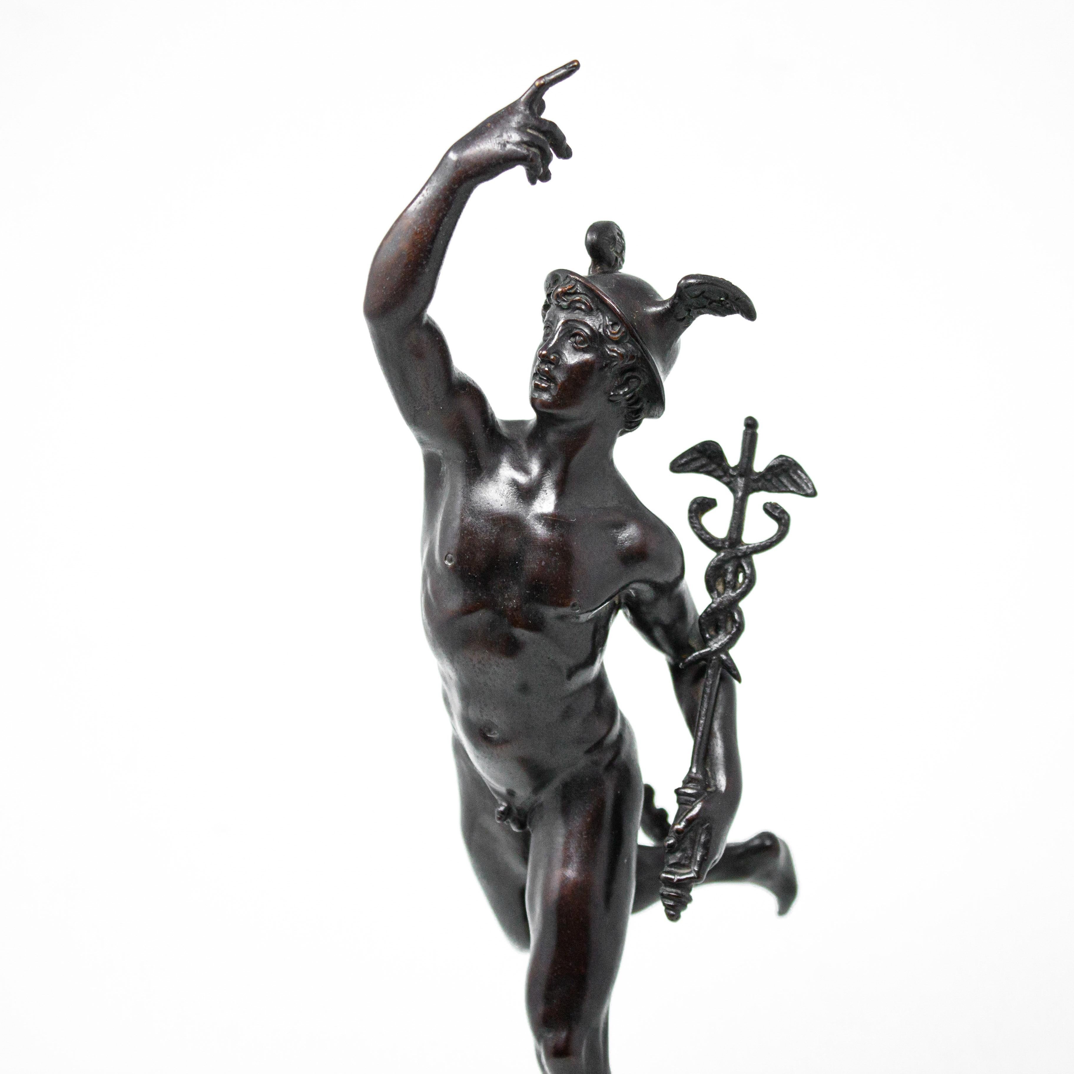 Italian 19th Century, Flying Mercury Sculpture in Bronze