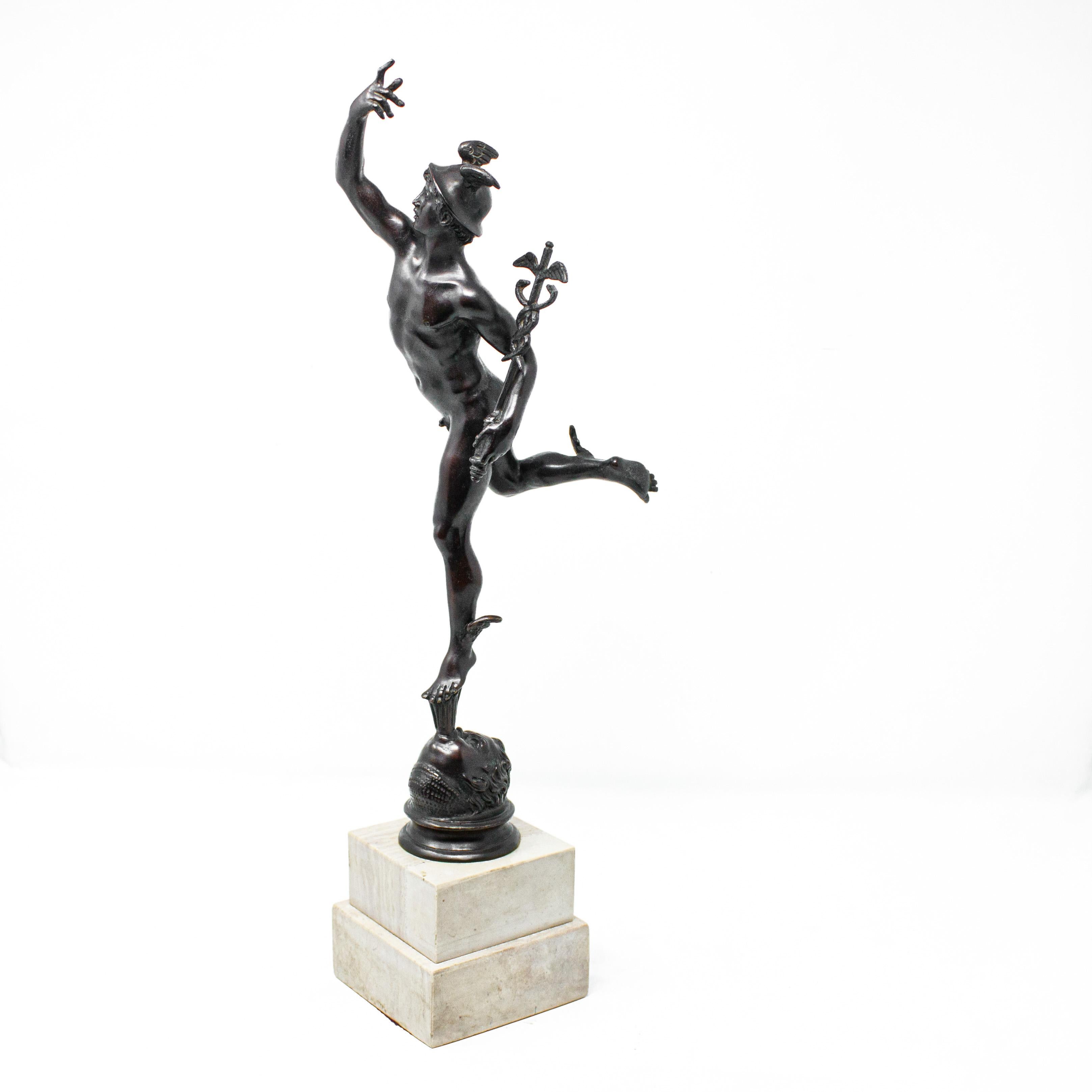 Molded 19th Century, Flying Mercury Sculpture in Bronze