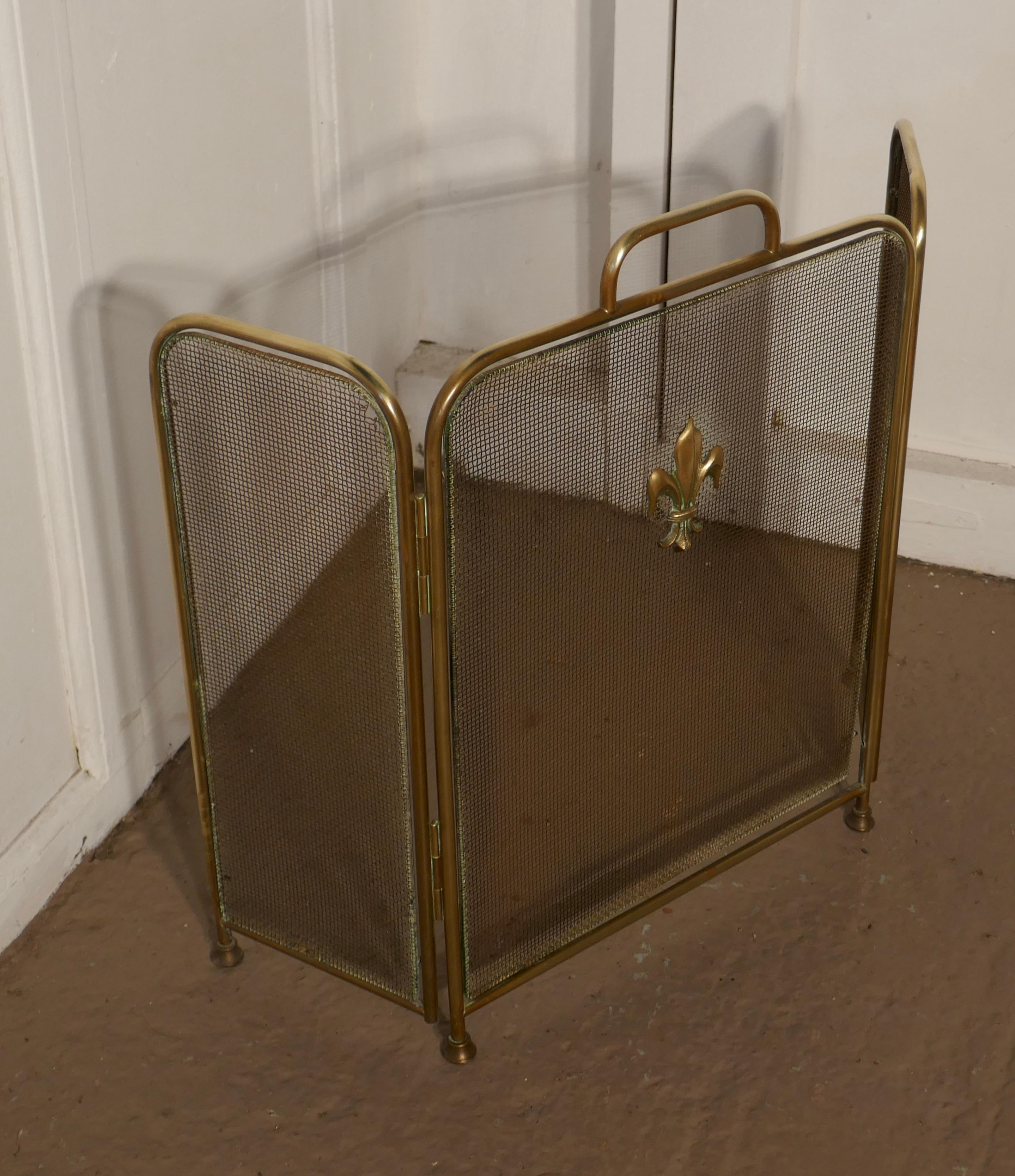 19th Century Folding Brass Fire Guard In Good Condition In Chillerton, Isle of Wight