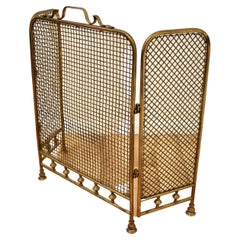 Used 19th Century Folding Brass Fire Guard