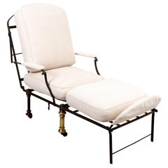 Antique 19th Century Folding Iron Chaise Lounge Chair