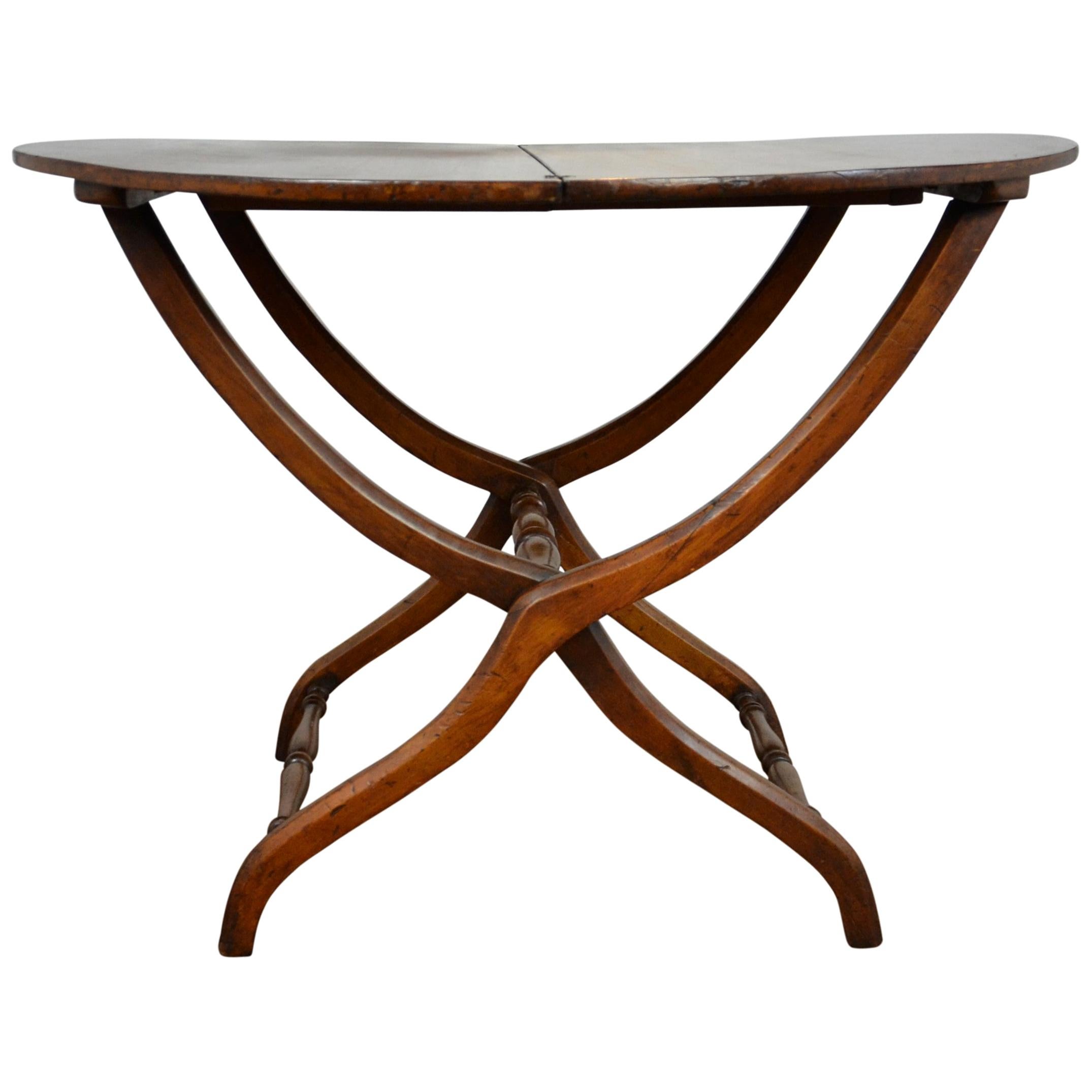 19th Century Folding Round Campaign Table