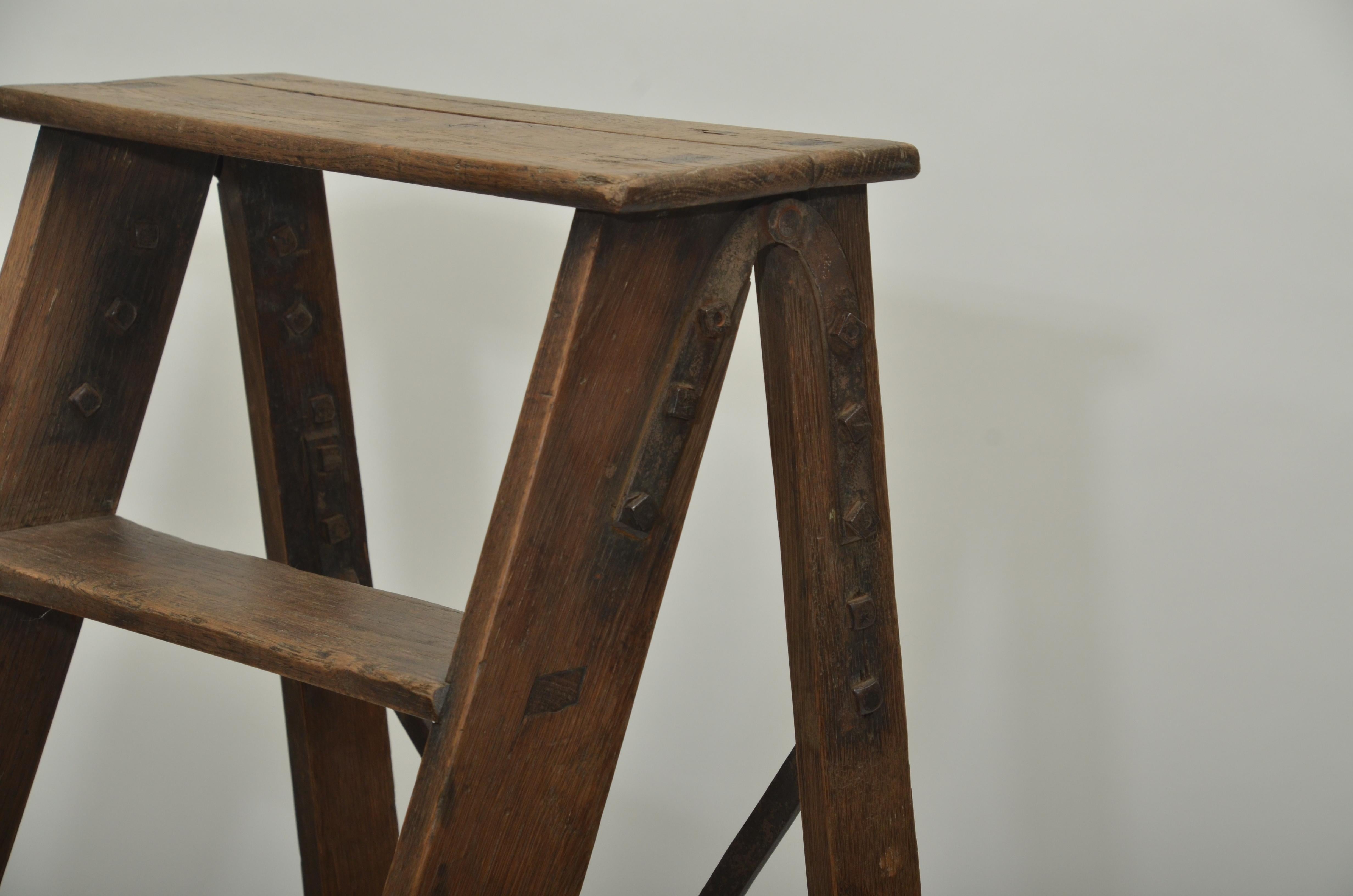 Chestnut 19th Century Folding Step Ladder, England, circa 1880 For Sale