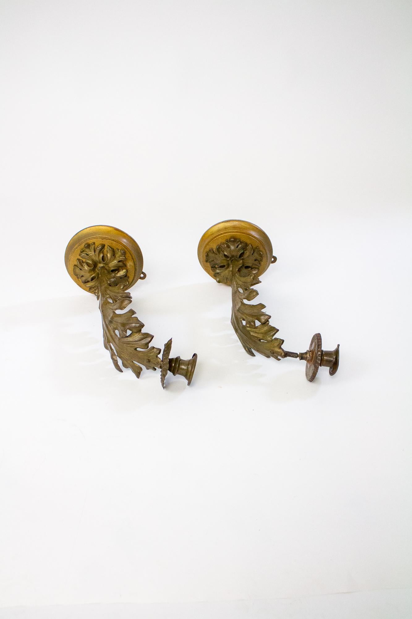 Victorian 19th Century Foliate Candle Sconces, a Pair For Sale