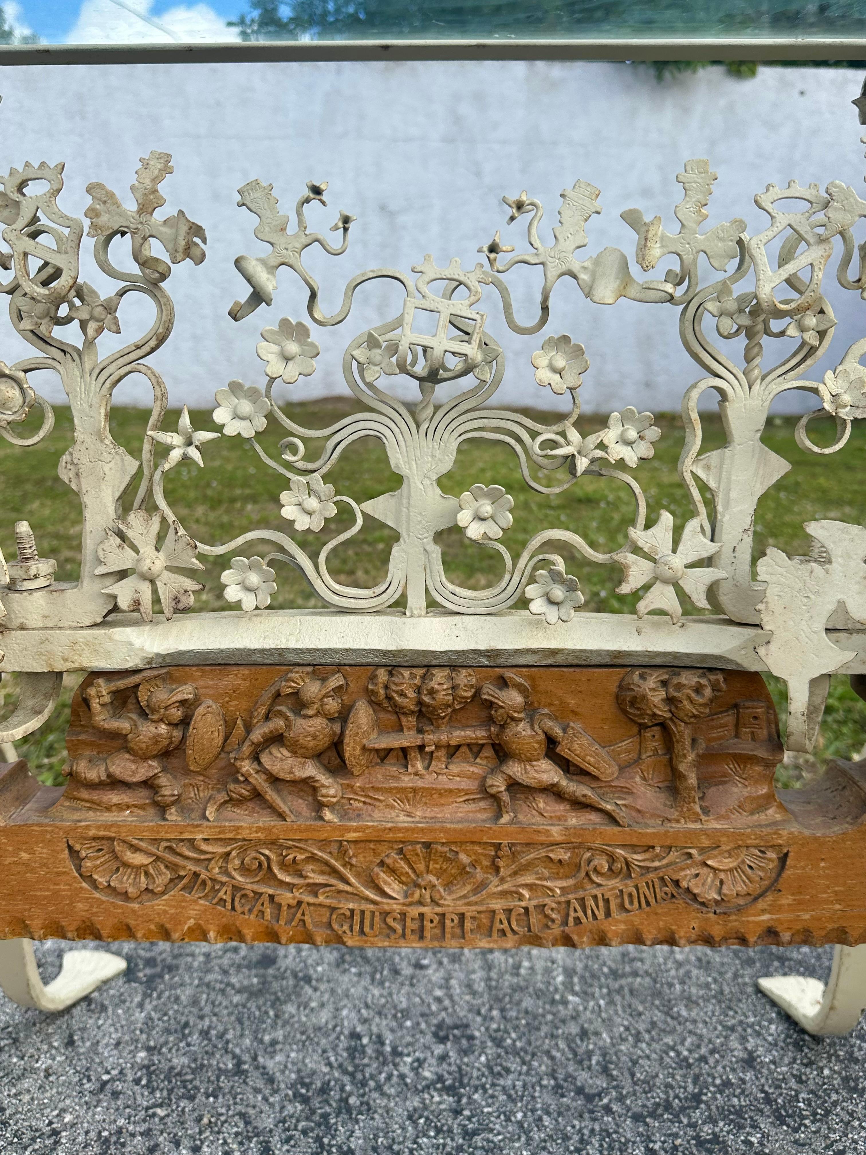 19th Century Folk Art Brutalist Highly Carved Wood Figurative Console Table For Sale 4