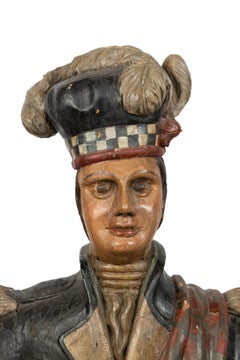 19th Century Folk Art Carved Polychrome Scotsman Carousel Kilt Figure