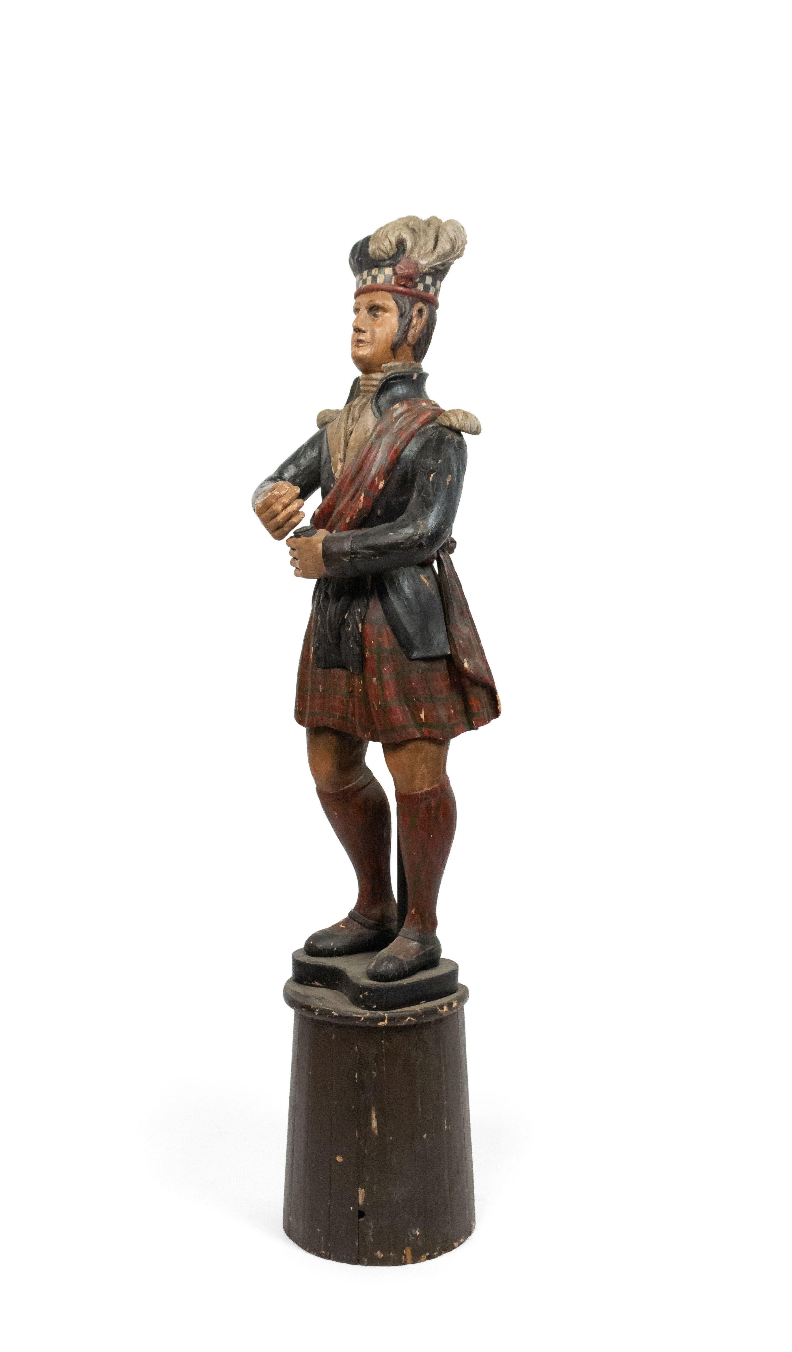19th Century Folk Art Carved Polychrome Scotsman Carousel Kilt Figure For Sale 2