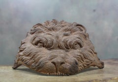19th Century Folk Art Carved Soft Wood Lion Mask