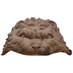 19th Century Folk Art Carved Soft Wood Lion Mask