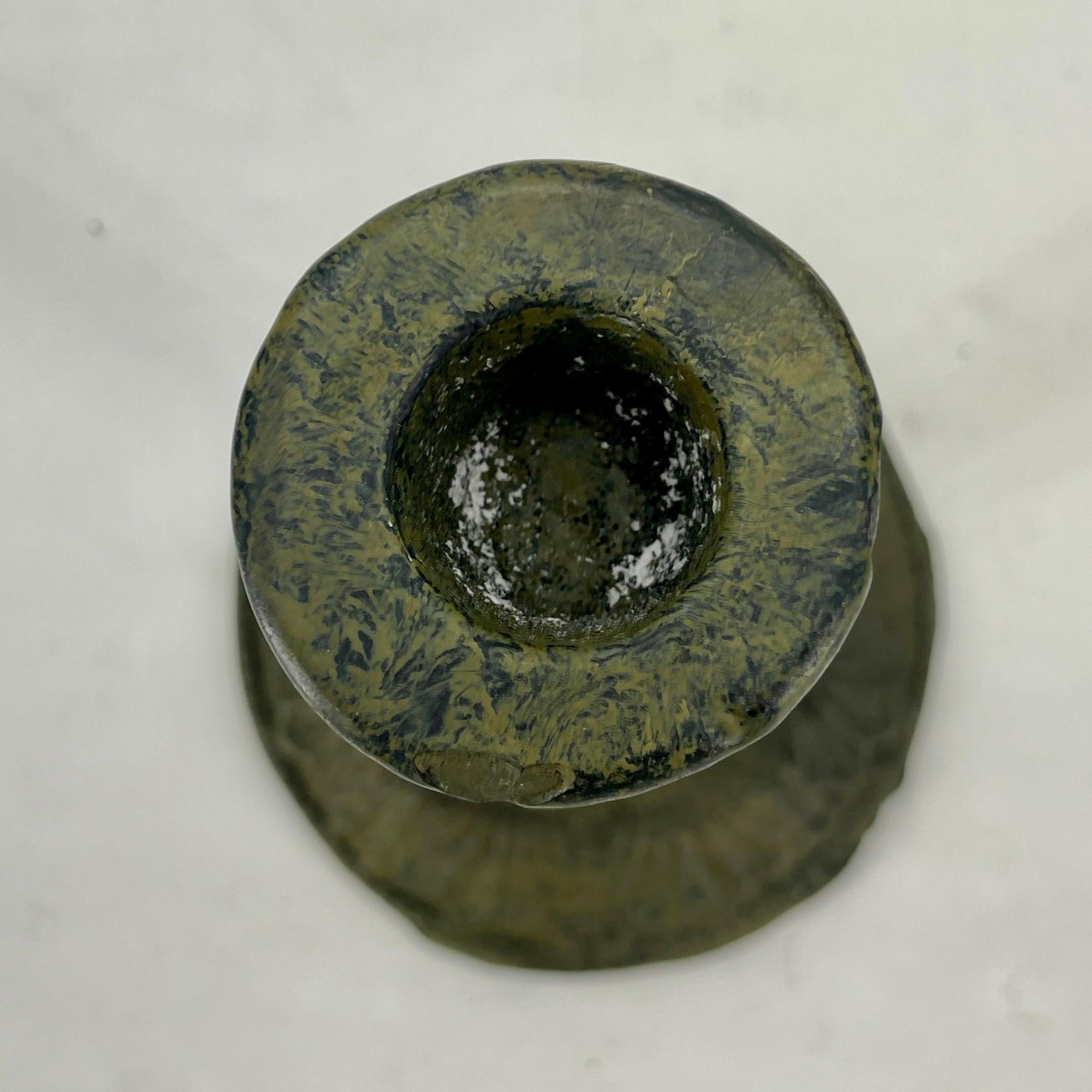 19th Century Folk Art Cast Iron Green Painted Candlestick For Sale 7