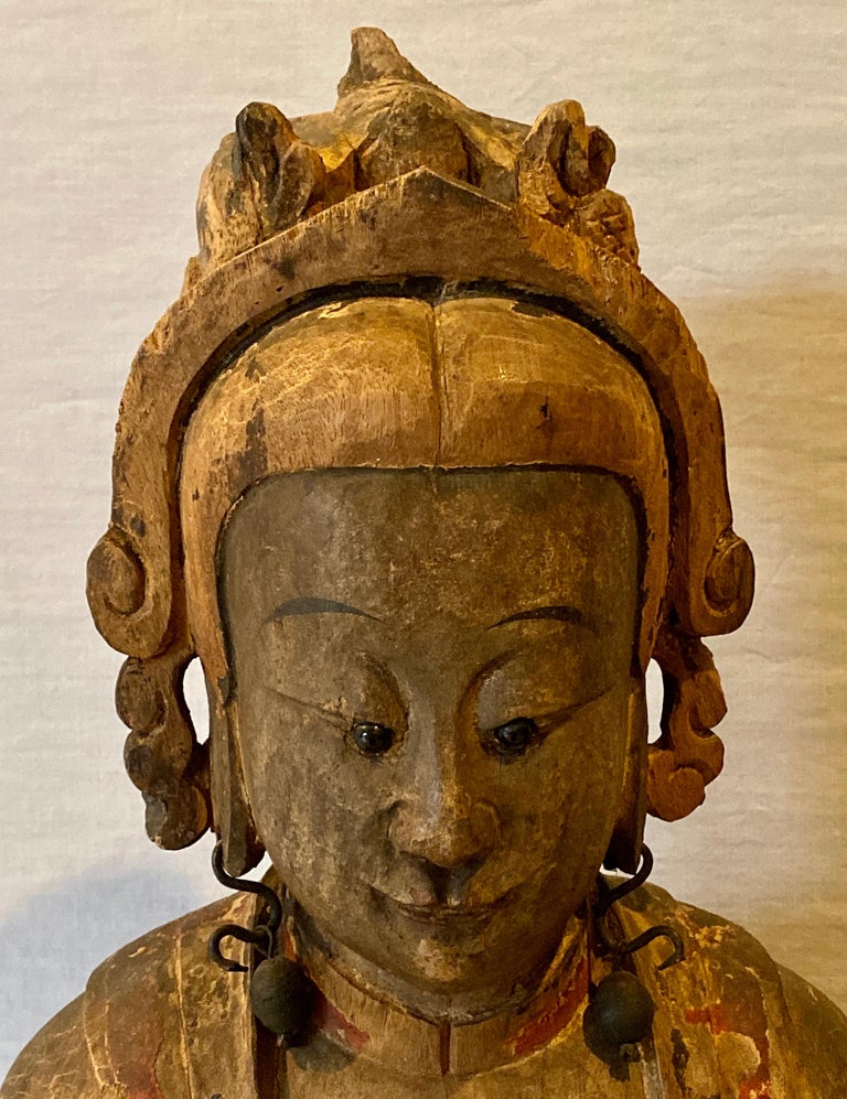 19th Century Folk Art Chinese Statues of Emperor and Empress, Solid