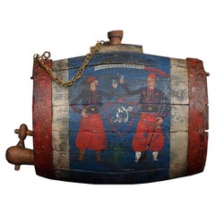 Antique 19th Century Folk Art Drinking Barrel   