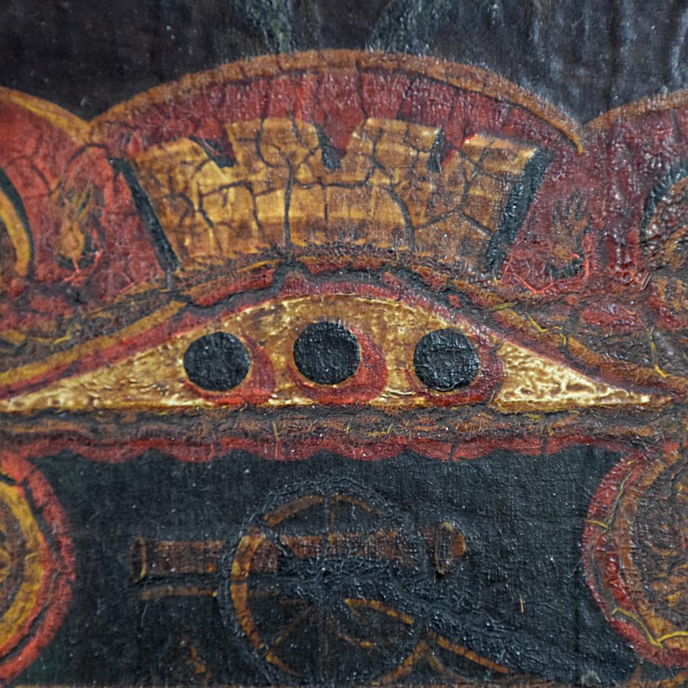Hand-Painted 19th Century Folk Art English Coat of Arms