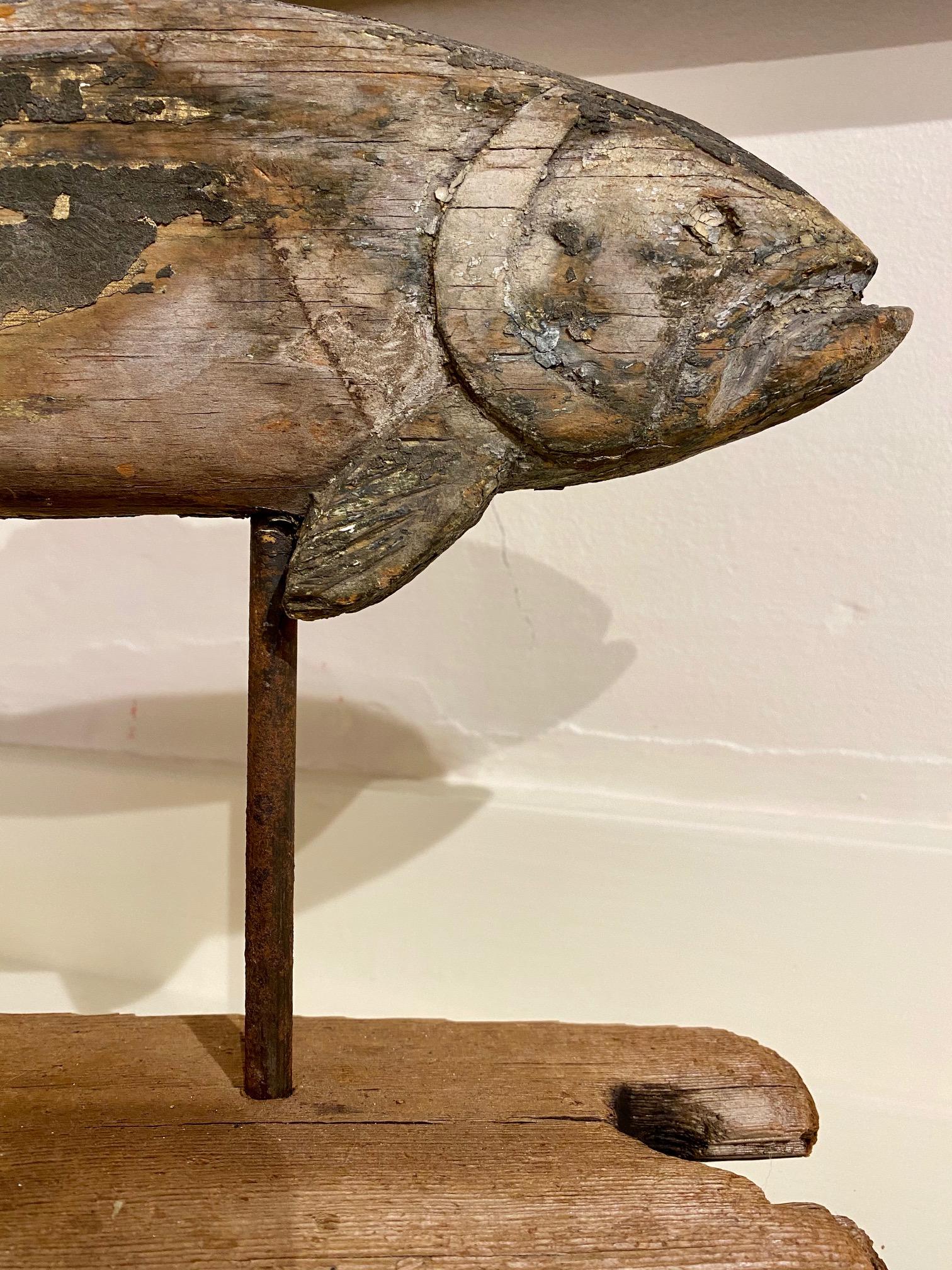 Hand-Carved 19th Century Folk Art Fish Weather Vane