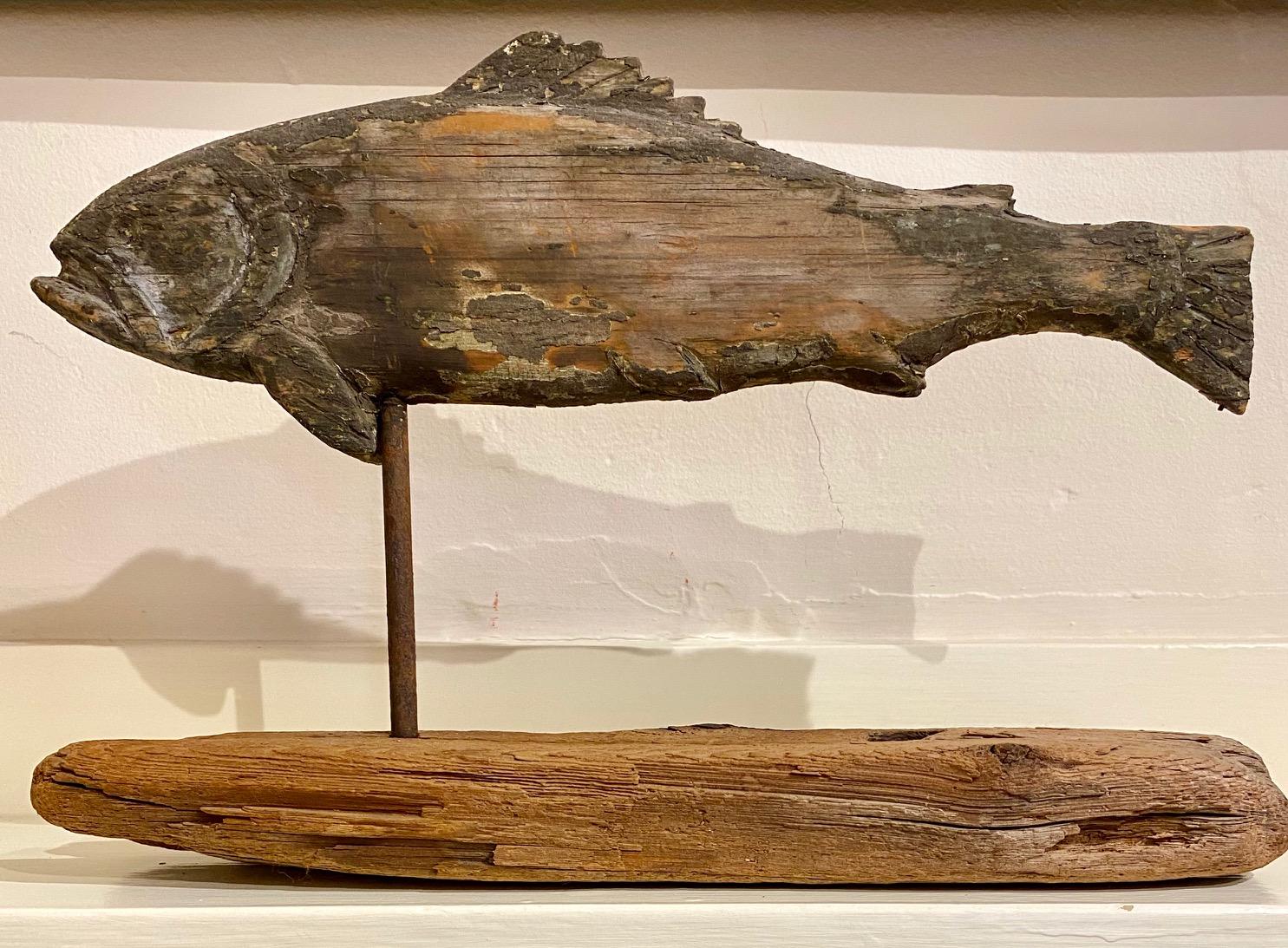 19th Century Folk Art Fish Weather Vane In Distressed Condition In Nantucket, MA