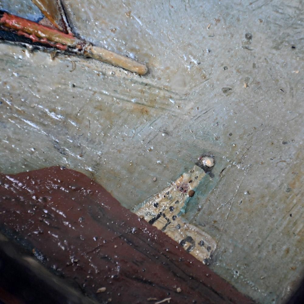 19th Century Folk Art Hand Painted Ship Diorama 6