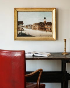 19th Century Folk Art Mechanical Clock Painting