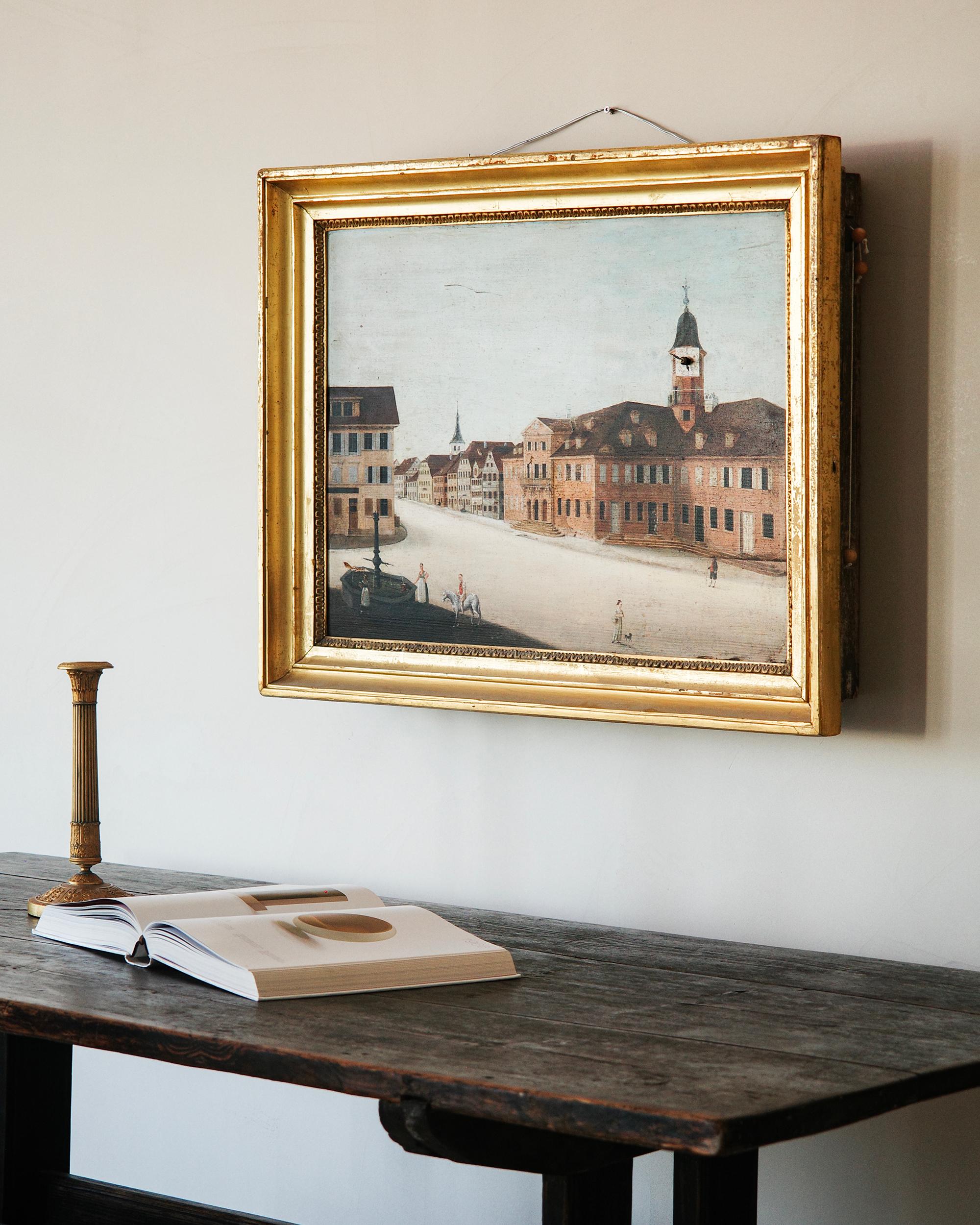 Suisse Peinture d'horloge mécanique d'art populaire du 19e siècle en vente
