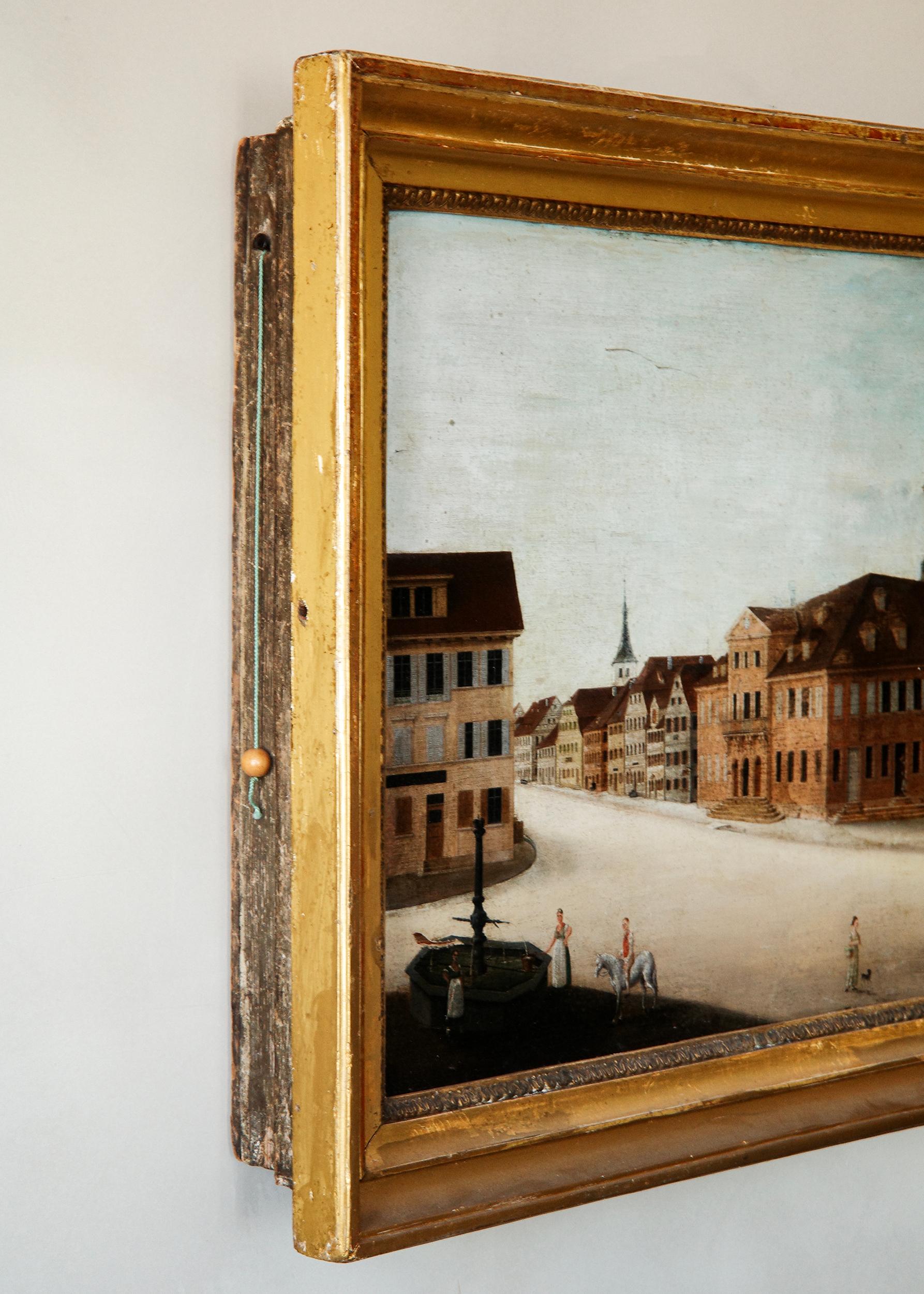 Peinture d'horloge mécanique d'art populaire du 19e siècle en vente 1