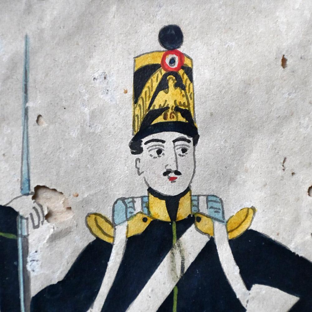 Carta Pittura militare d'arte popolare del XIX secolo in vendita