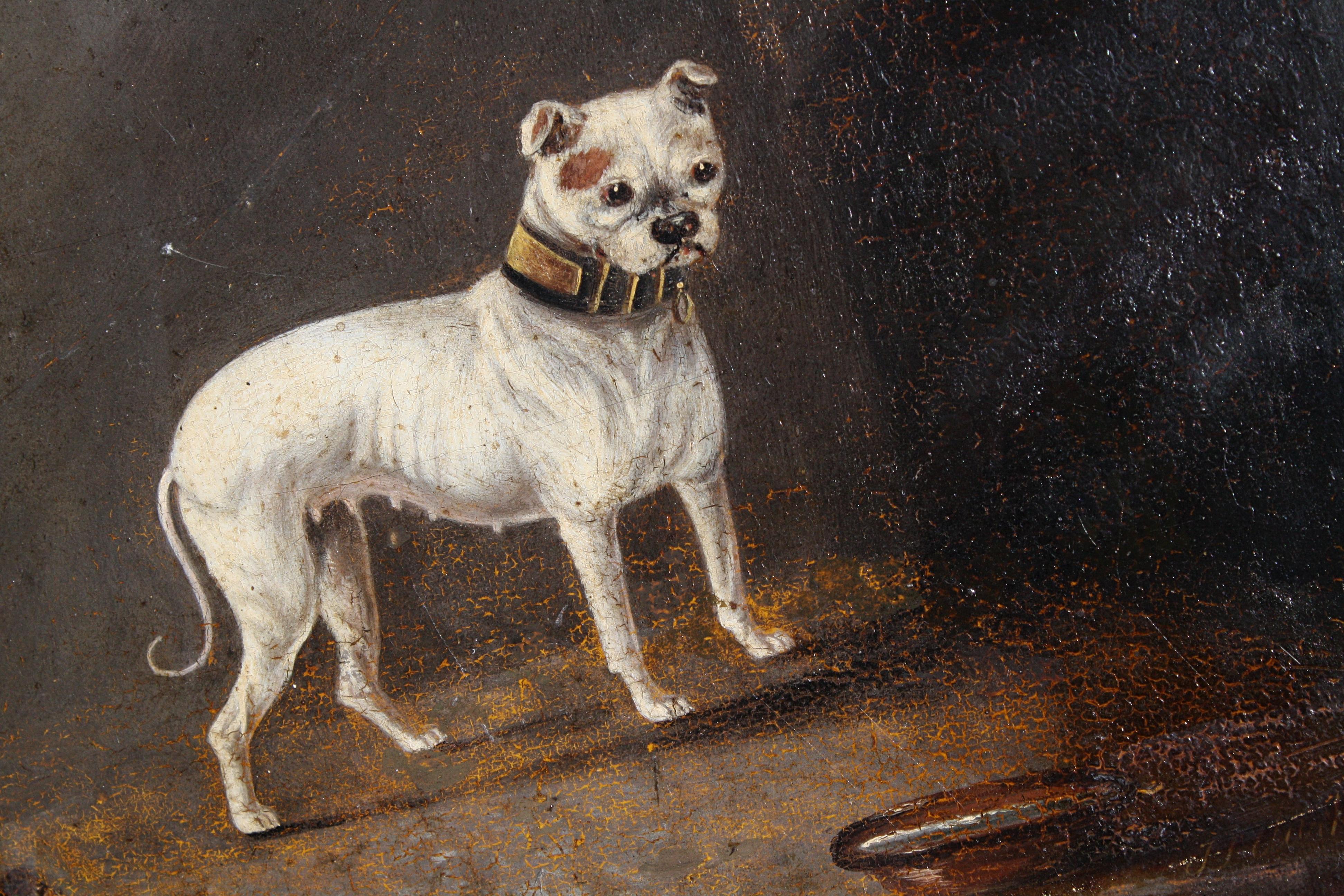 19th Century Folk Art Oil on Board James Lawrence Clark, Cream Bull Dog 7