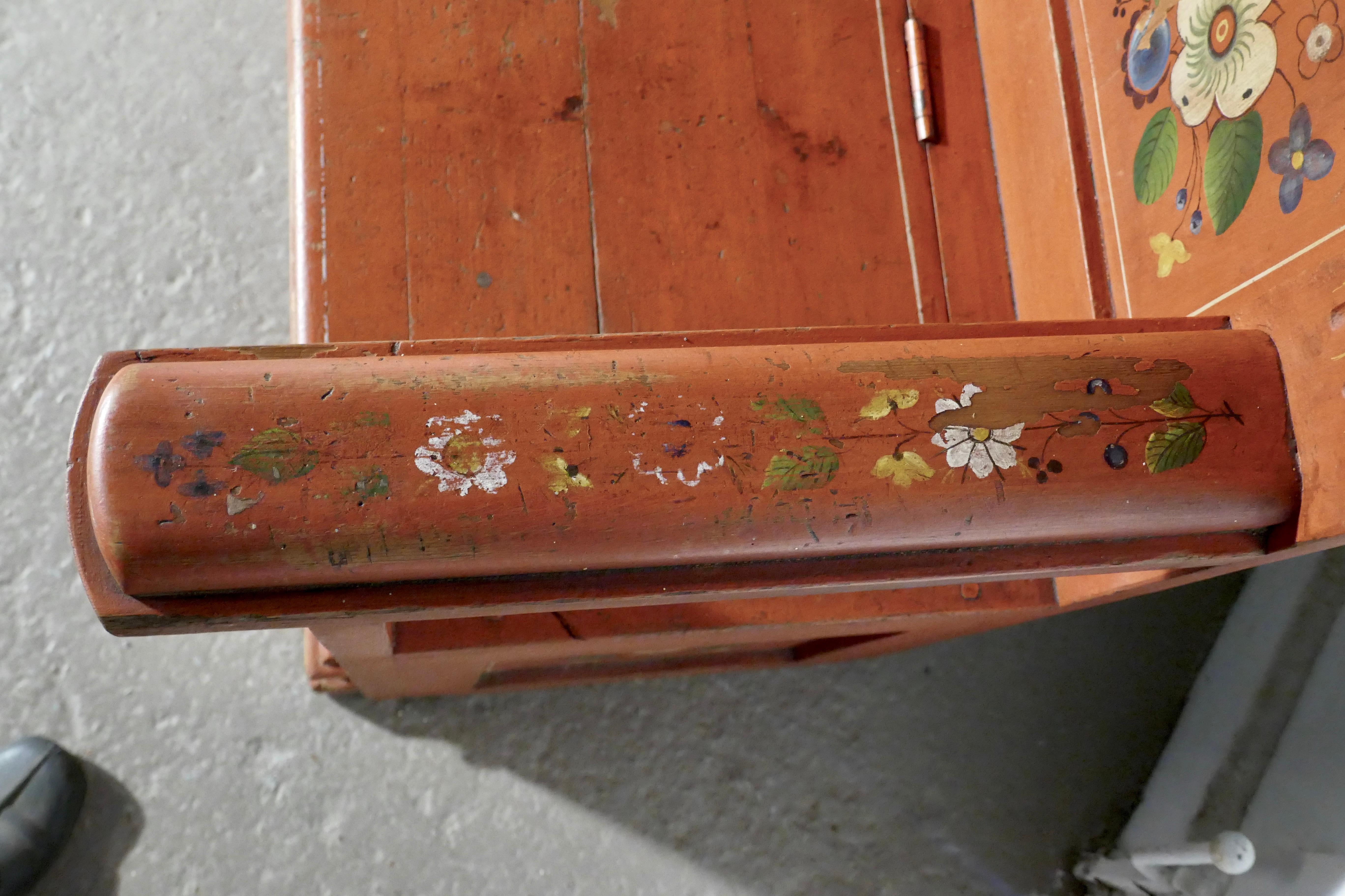 19th Century Folk Art Painted High Back Settle 2