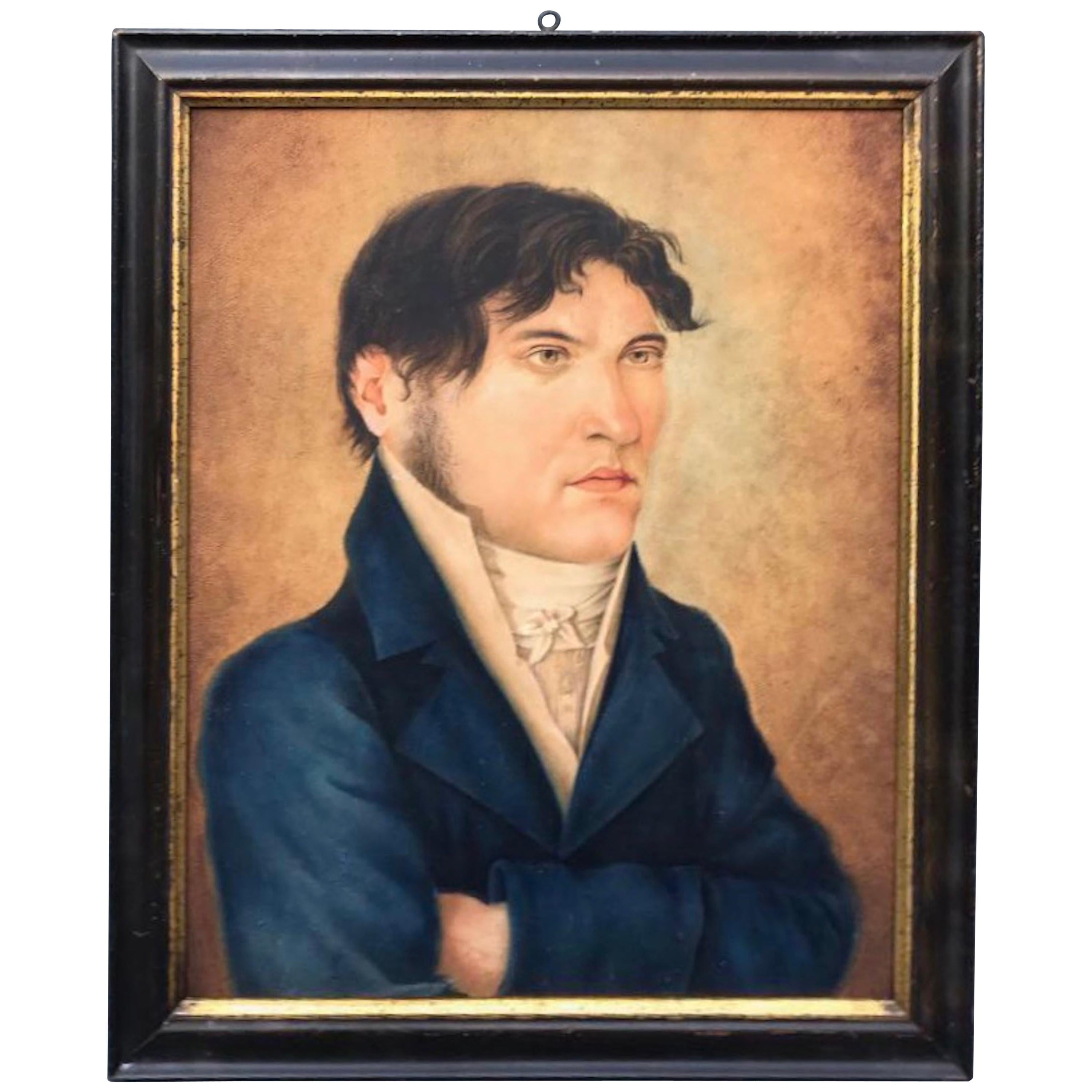 19th Century Folk Art Painting of a Gentleman