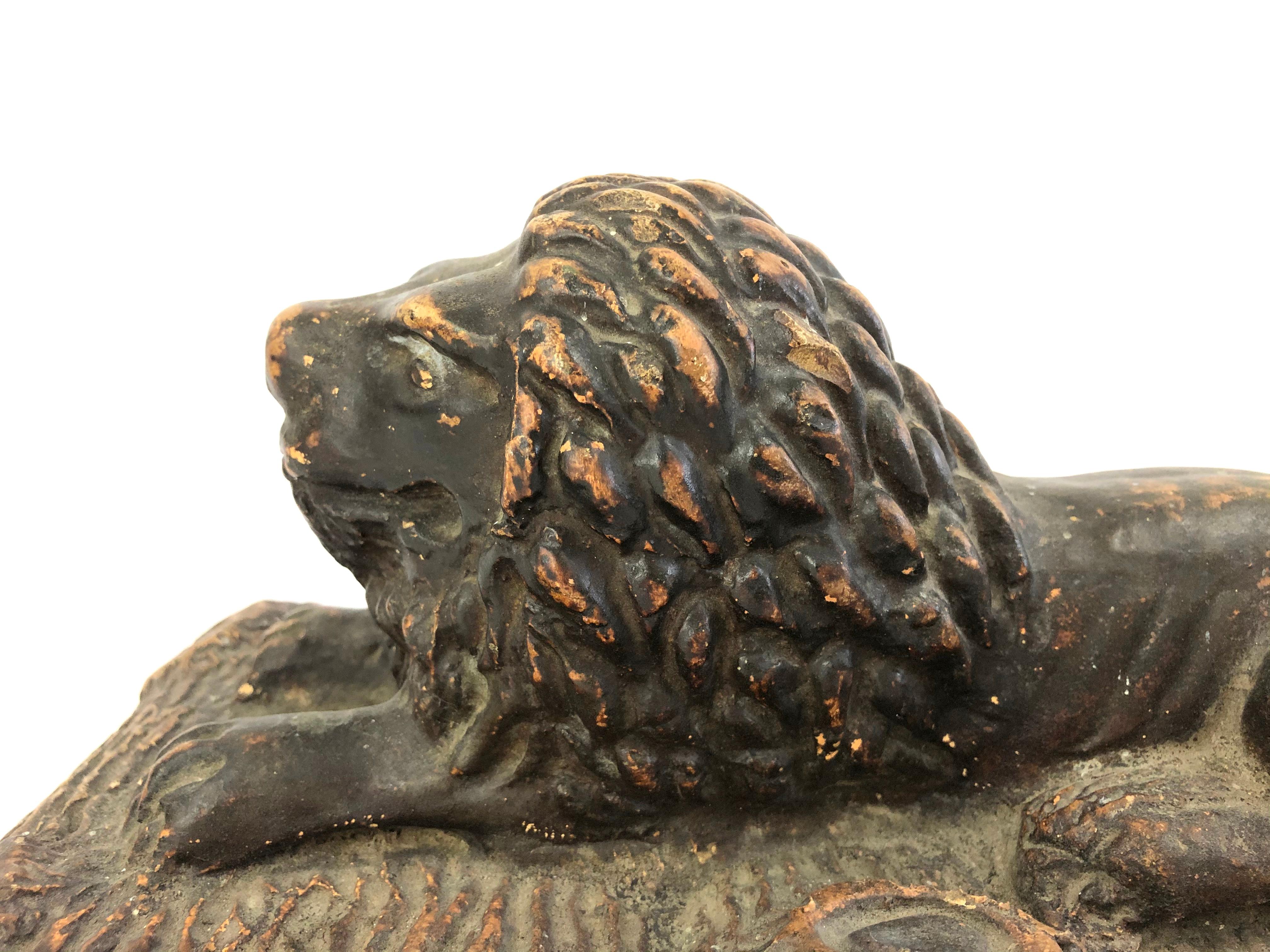 19th Century Folk Art Pottery Sculpture of a Lion 3