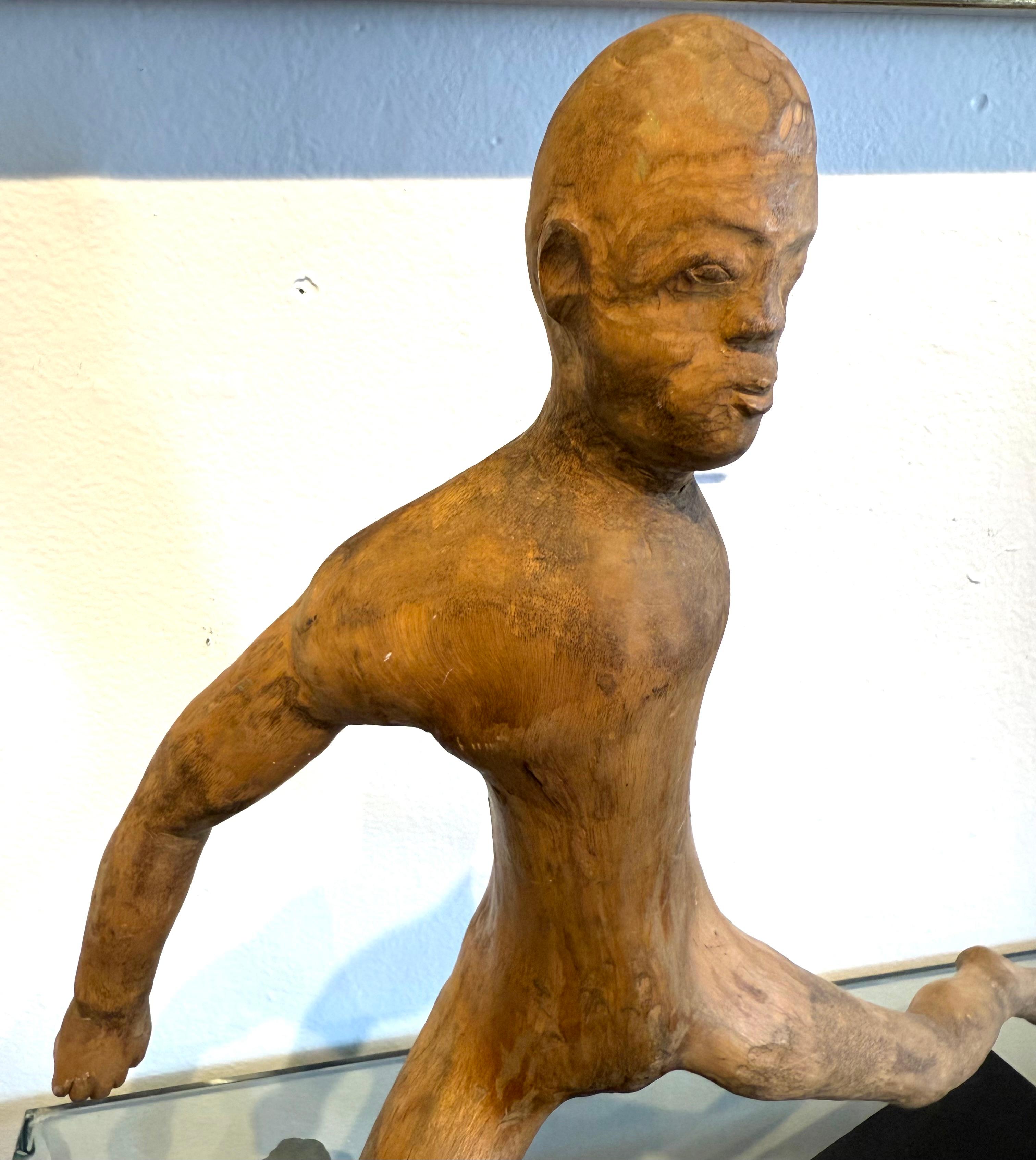 American 19th Century Folk Art Root Carving of a Man For Sale