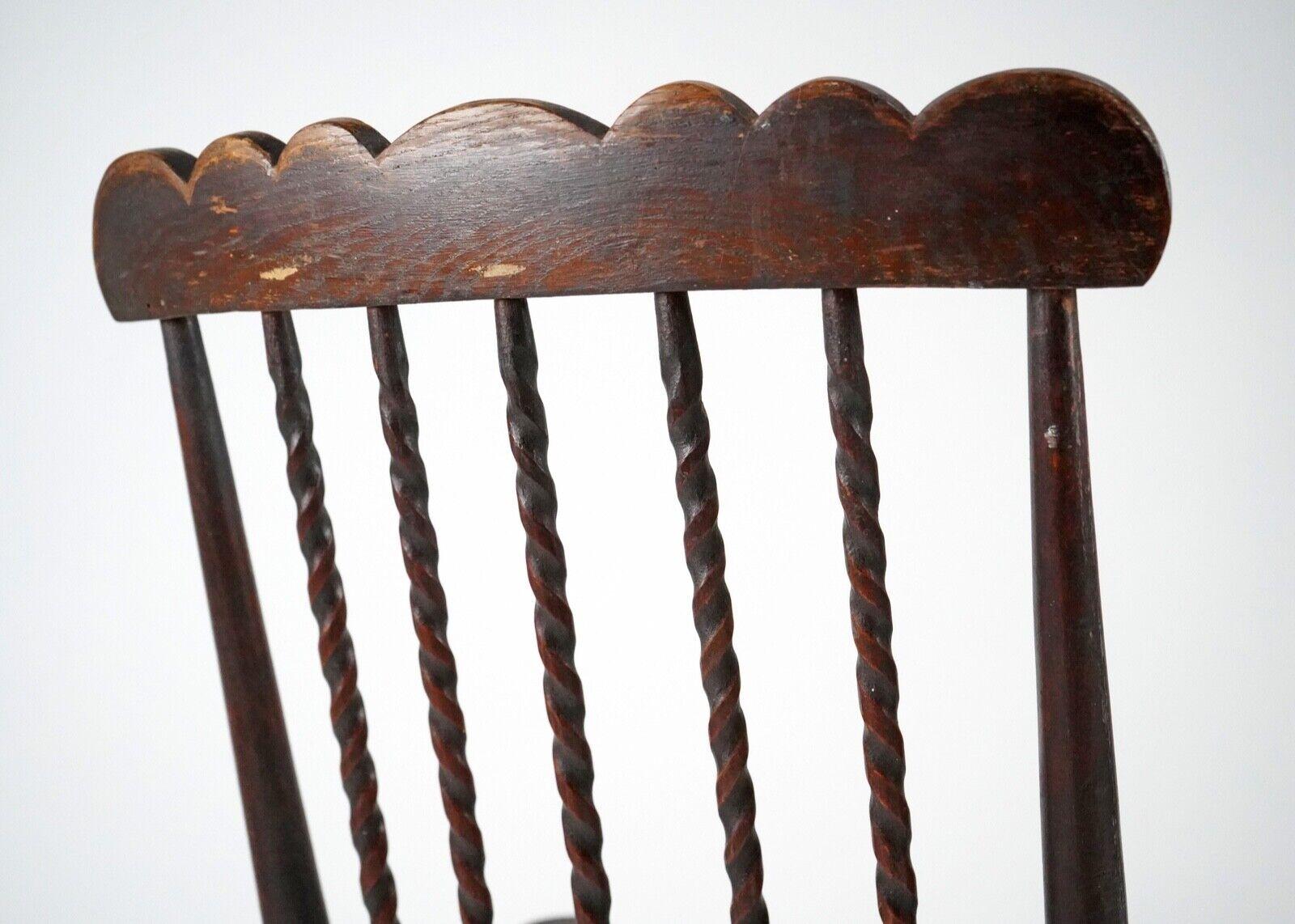 19th Century Folk Art Stick Back Chair Comb Back Windsor Antique Armchair 8