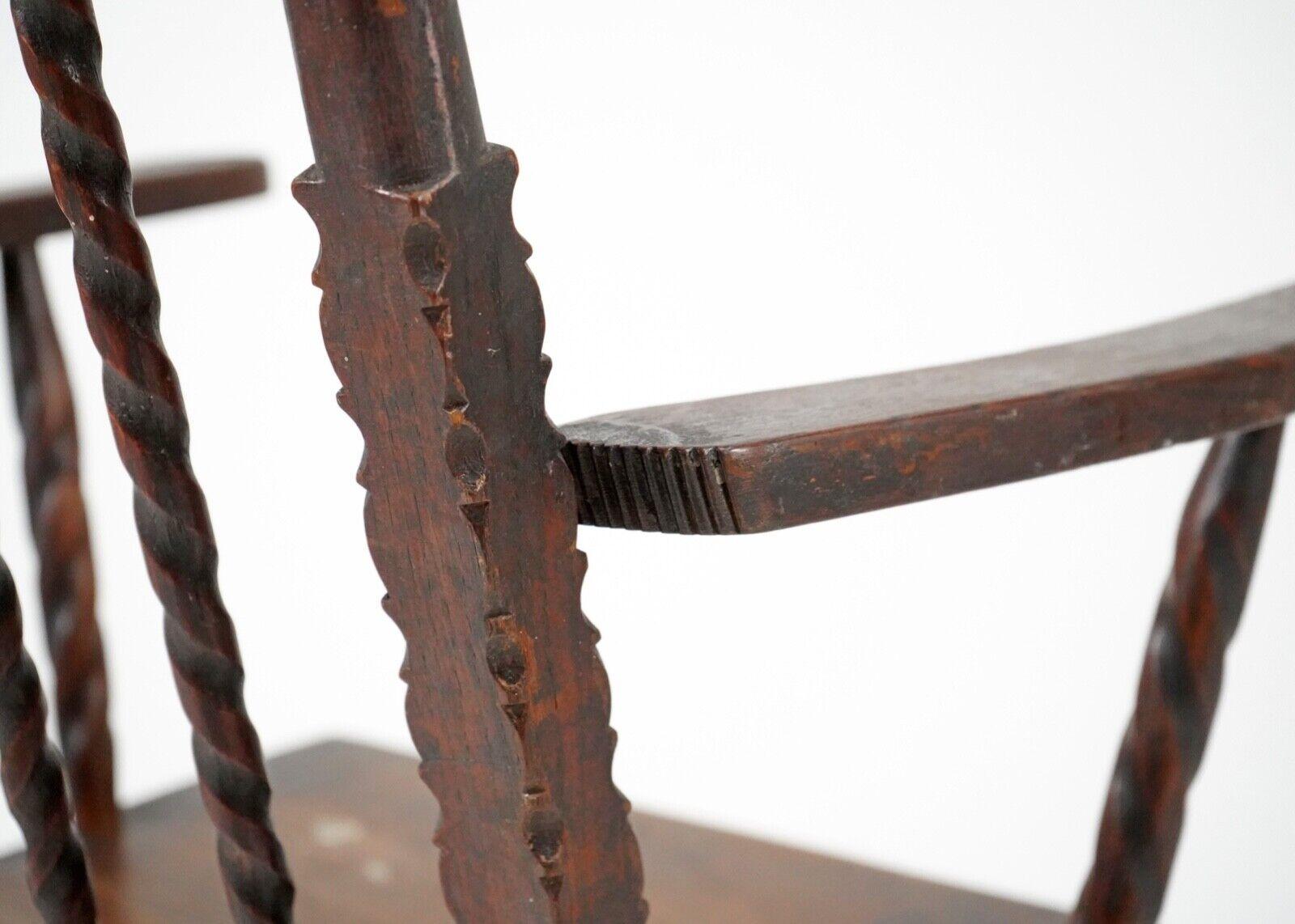 19th Century Folk Art Stick Back Chair Comb Back Windsor Antique Armchair 9