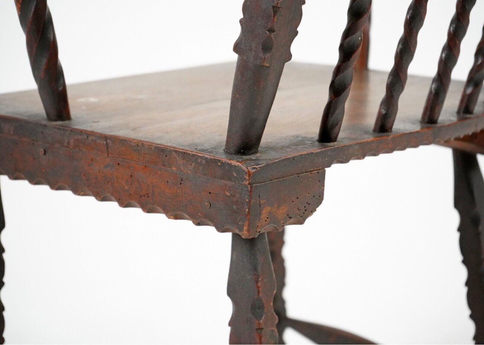 19th Century Folk Art Stick Back Chair Comb Back Windsor Antique Armchair 10
