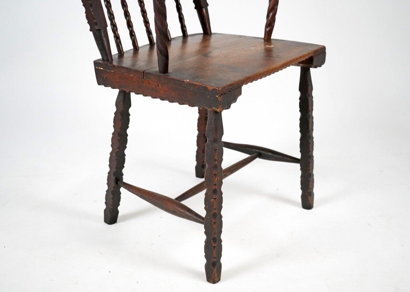 19th Century Folk Art Stick Back Chair Comb Back Windsor Antique Armchair In Good Condition In Dorchester, GB