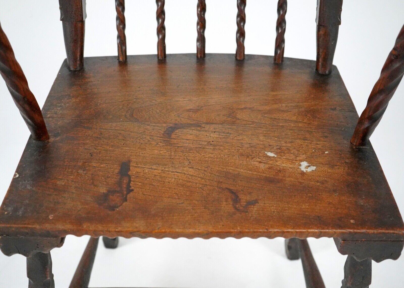 19th Century Folk Art Stick Back Chair Comb Back Windsor Antique Armchair 1