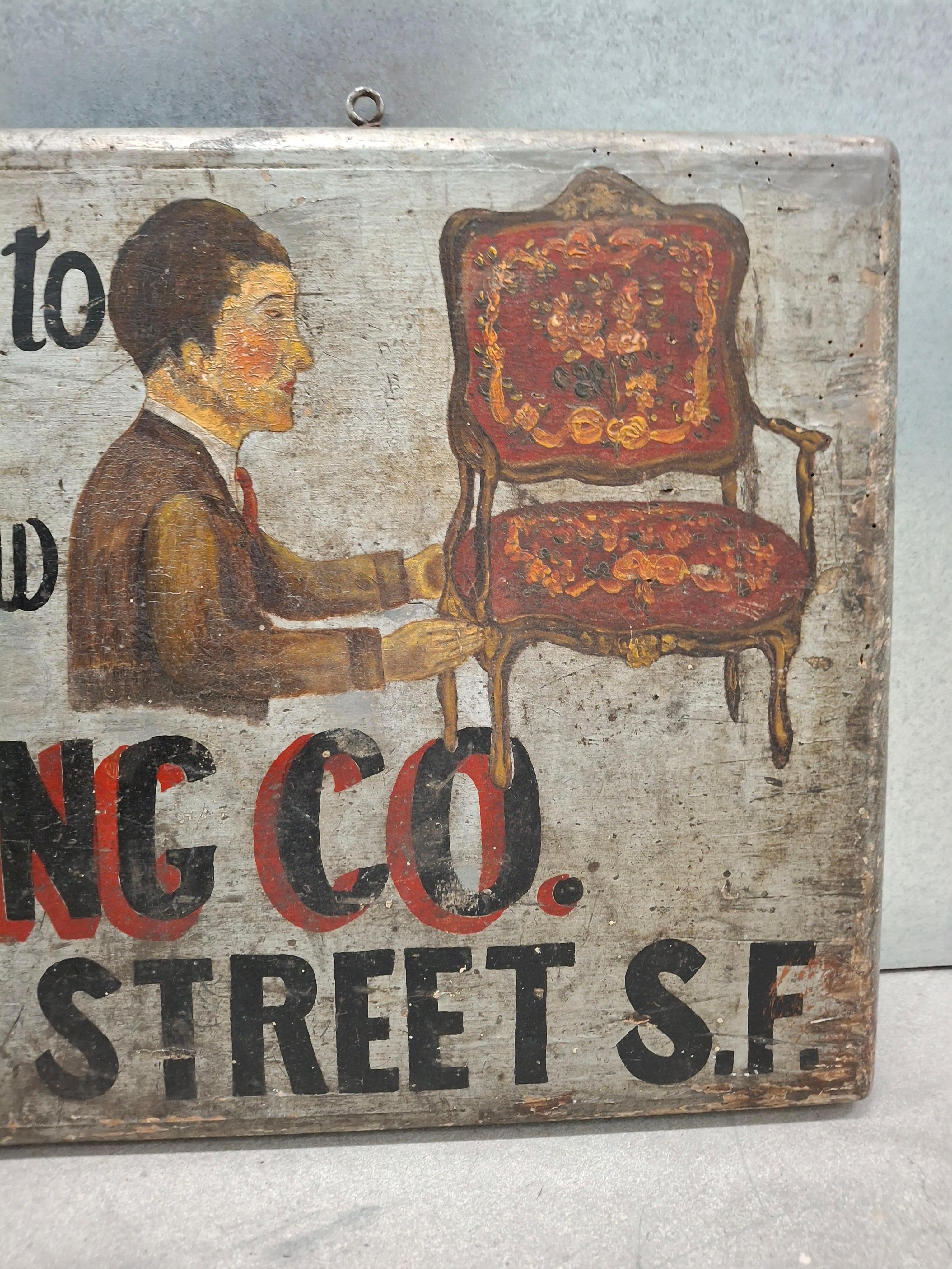 19th Century Folk Art Upholstery Trade Sign For Sale 6