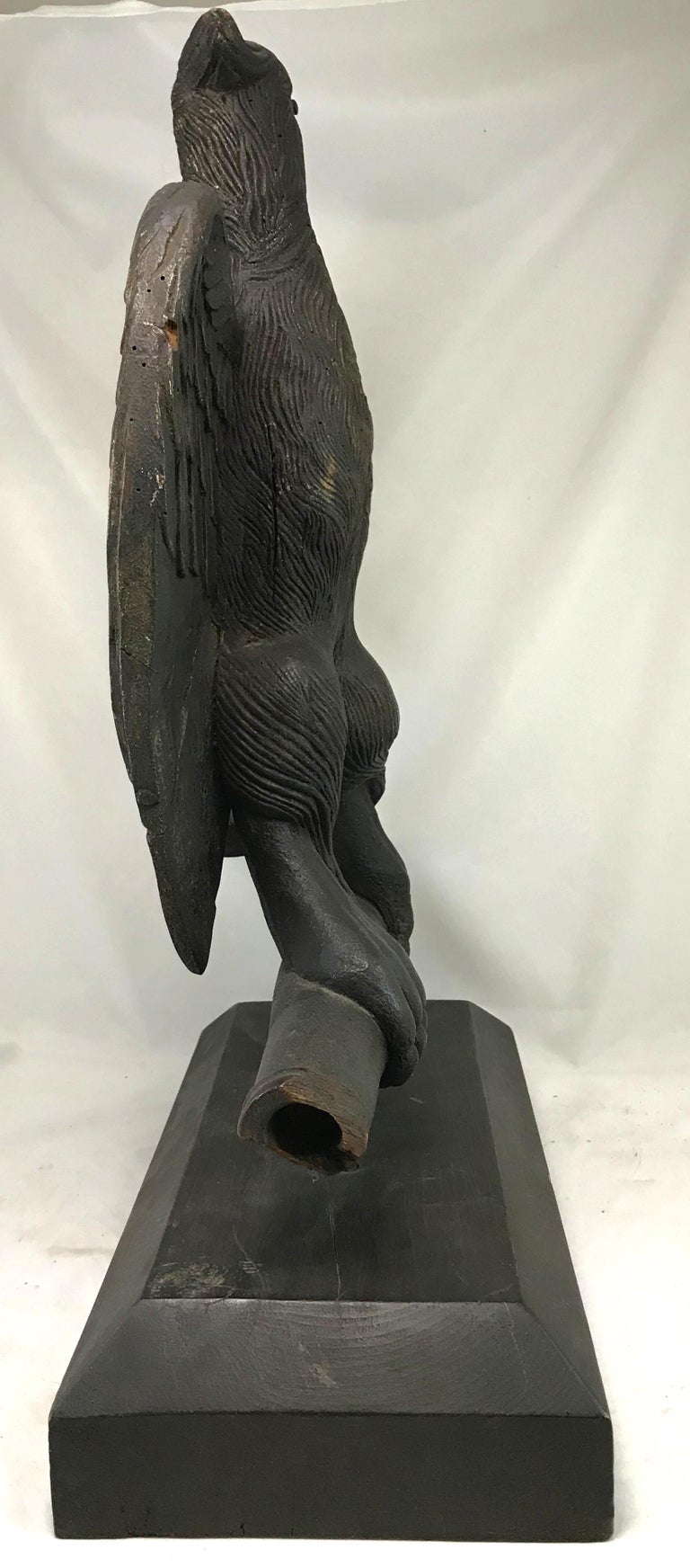19th Century Folk Art Wooden Carved Eagle on Perch For Sale at 1stDibs