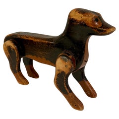 19th Century Folk Art Wooden Toy Dog Sculpture