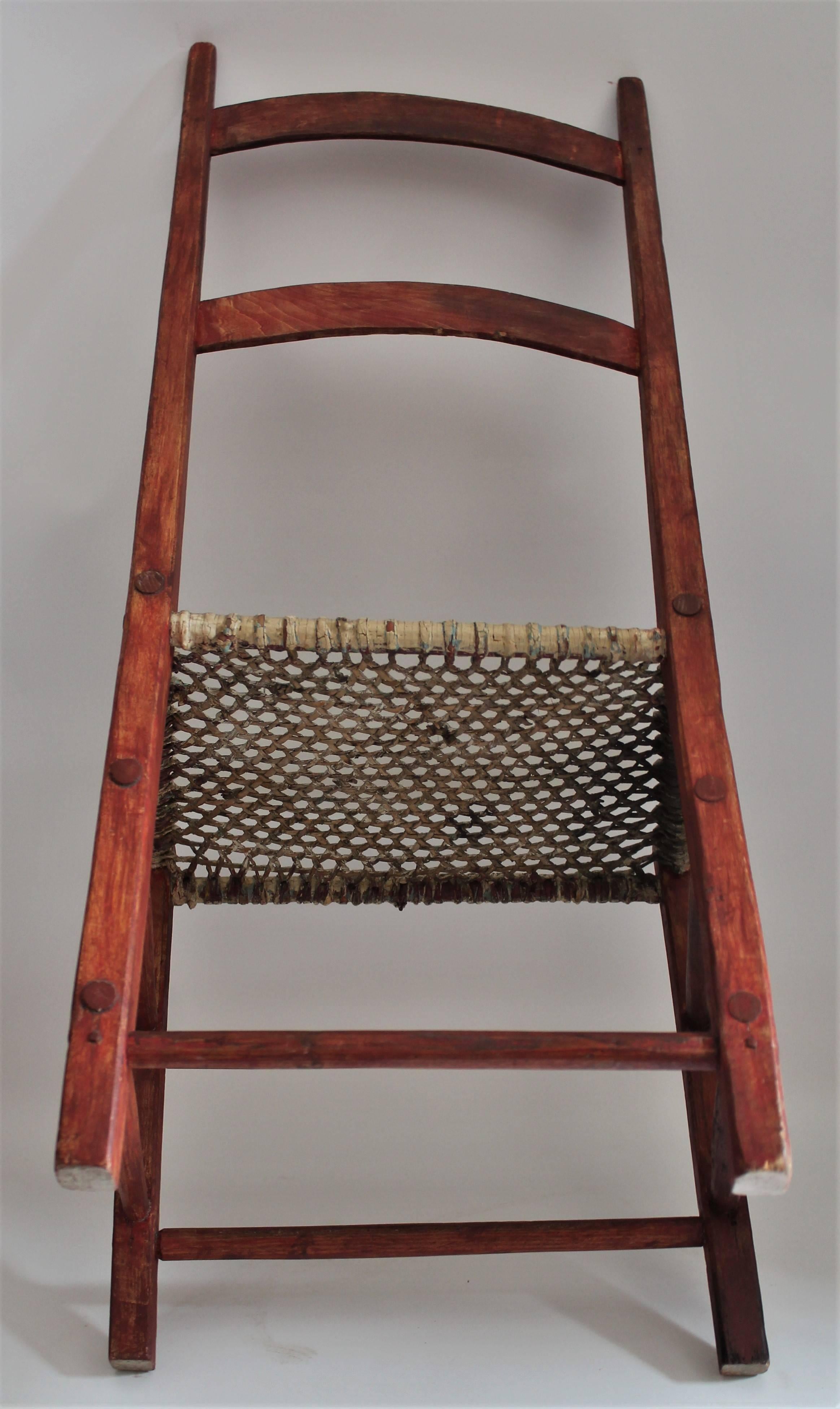 19th Century Folky Canadian  Ladder Back Chairs/Set of Four 5