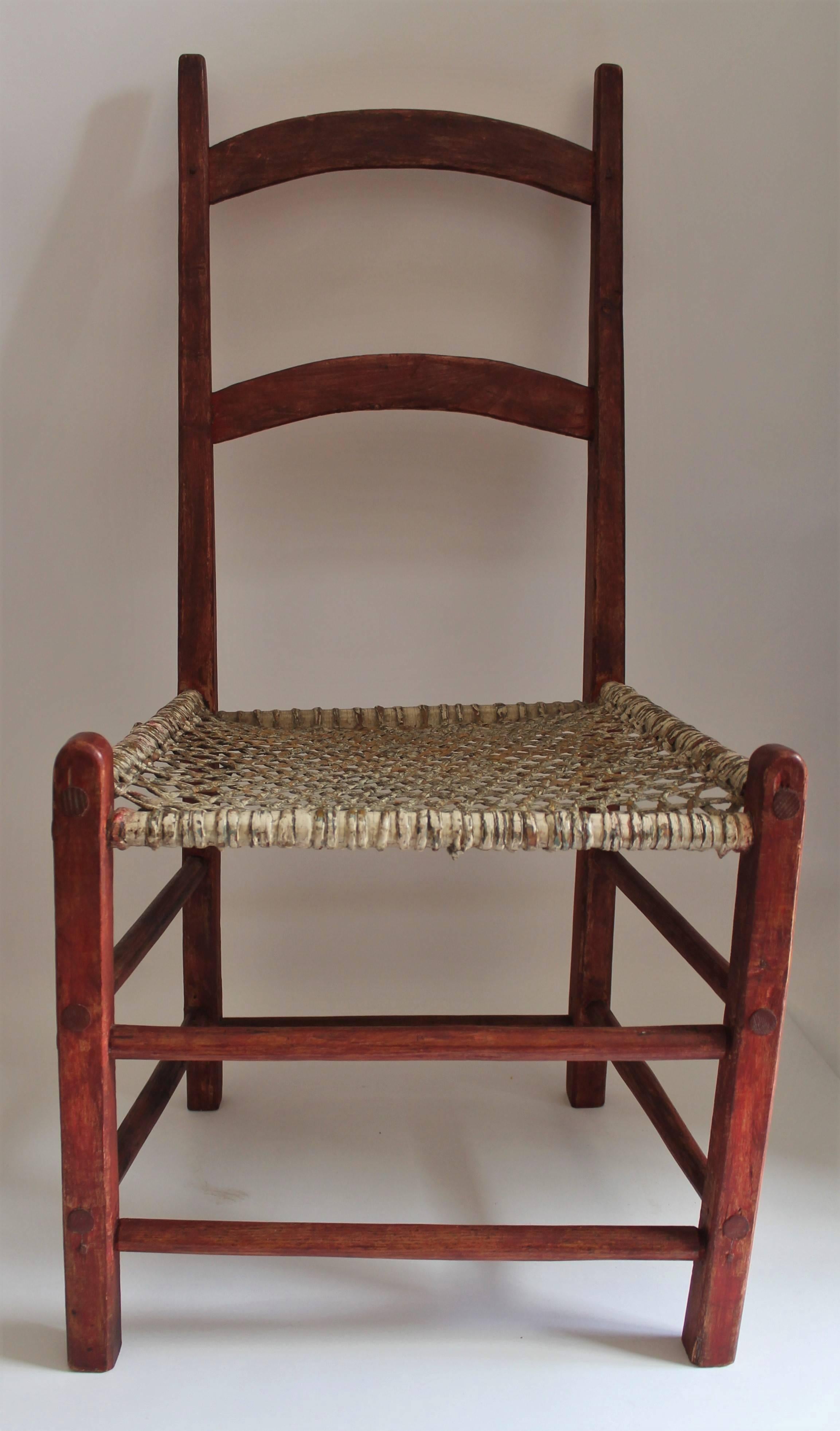Other 19th Century Folky Canadian  Ladder Back Chairs/Set of Four
