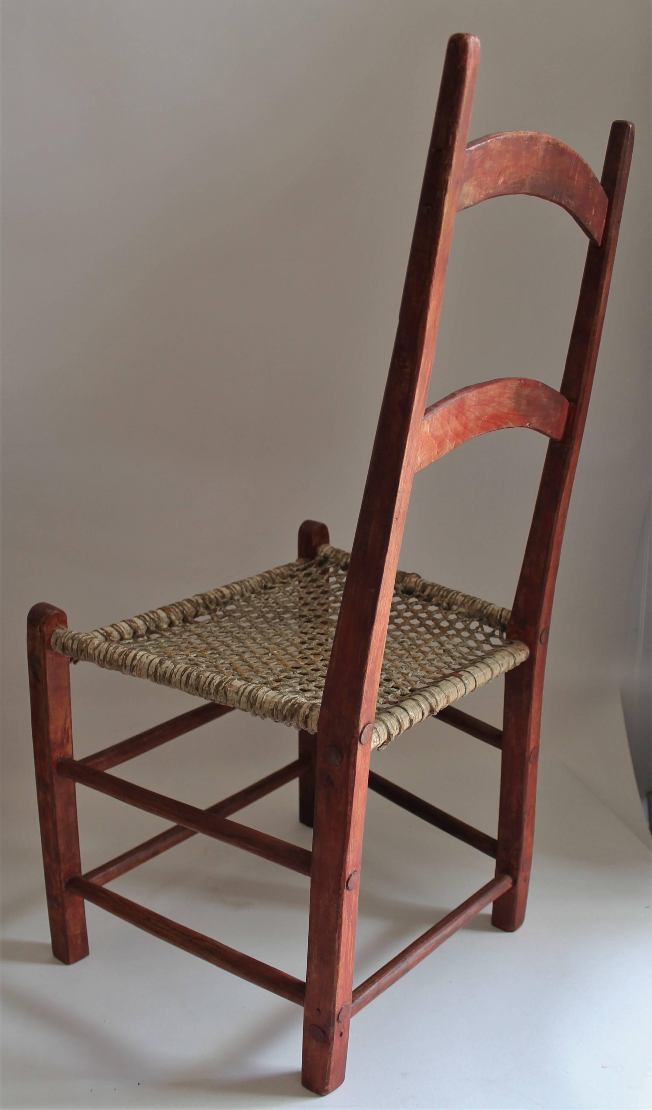 American 19th Century Folky Canadian  Ladder Back Chairs/Set of Four