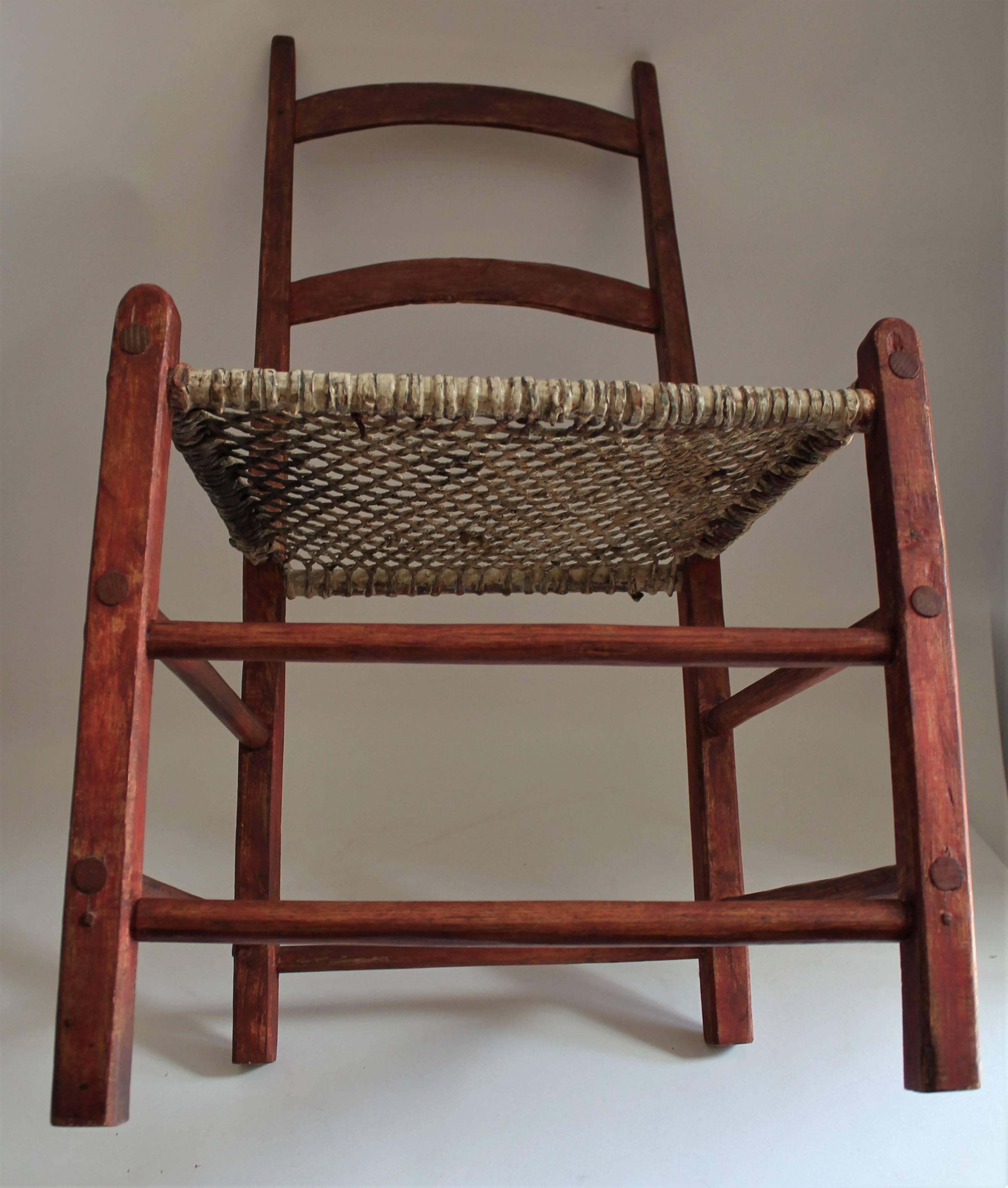 19th Century Folky Canadian  Ladder Back Chairs/Set of Four In Good Condition In Los Angeles, CA