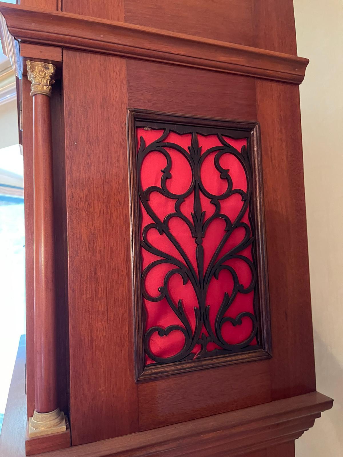 19th Century English Late Victorian Mahogany Grandfather Clock Inlay Fruitwood For Sale 3