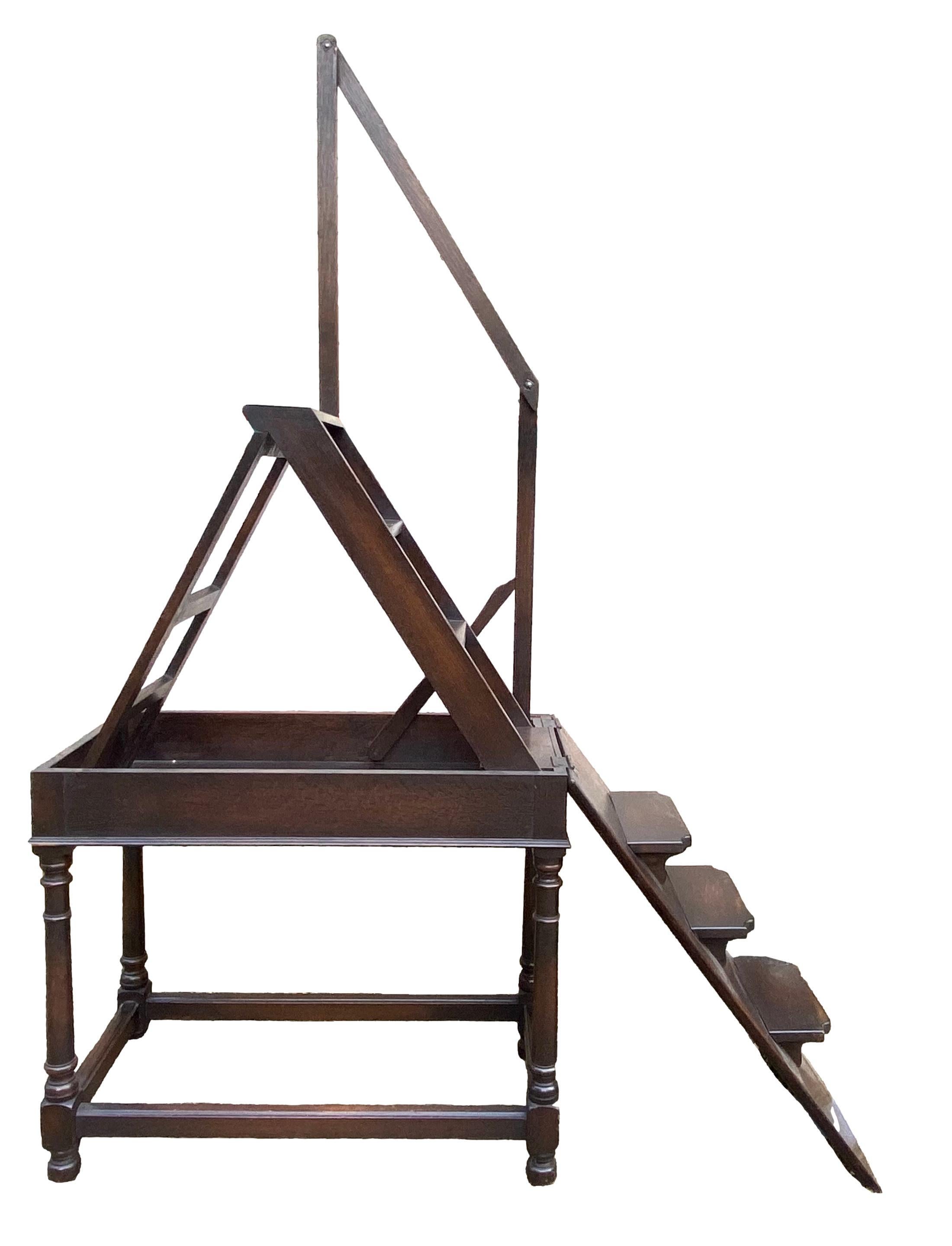 Oak 19th Century Metamorphic Library Table/Ladder For Sale