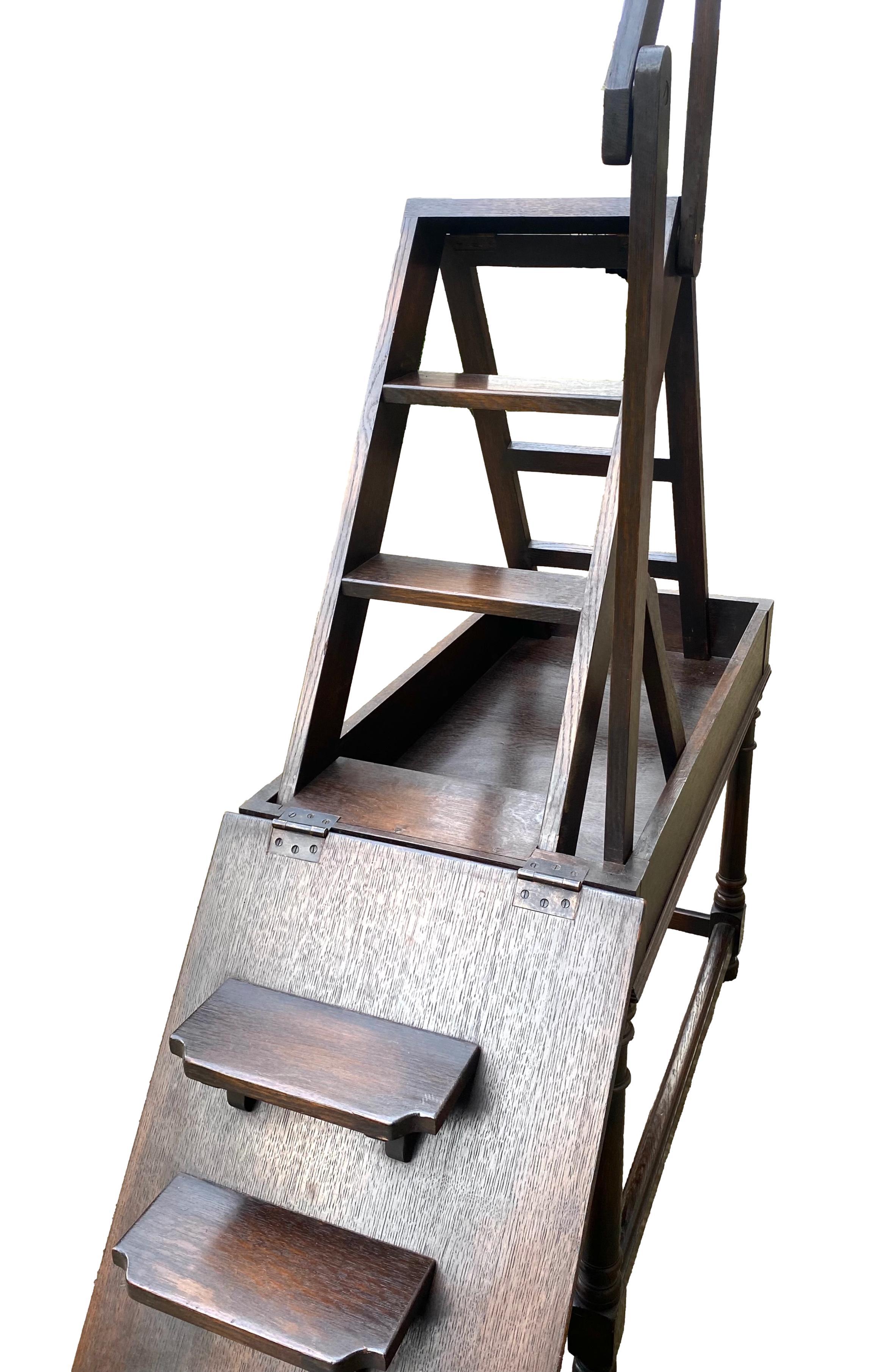 19th Century Metamorphic Library Table/Ladder For Sale 4